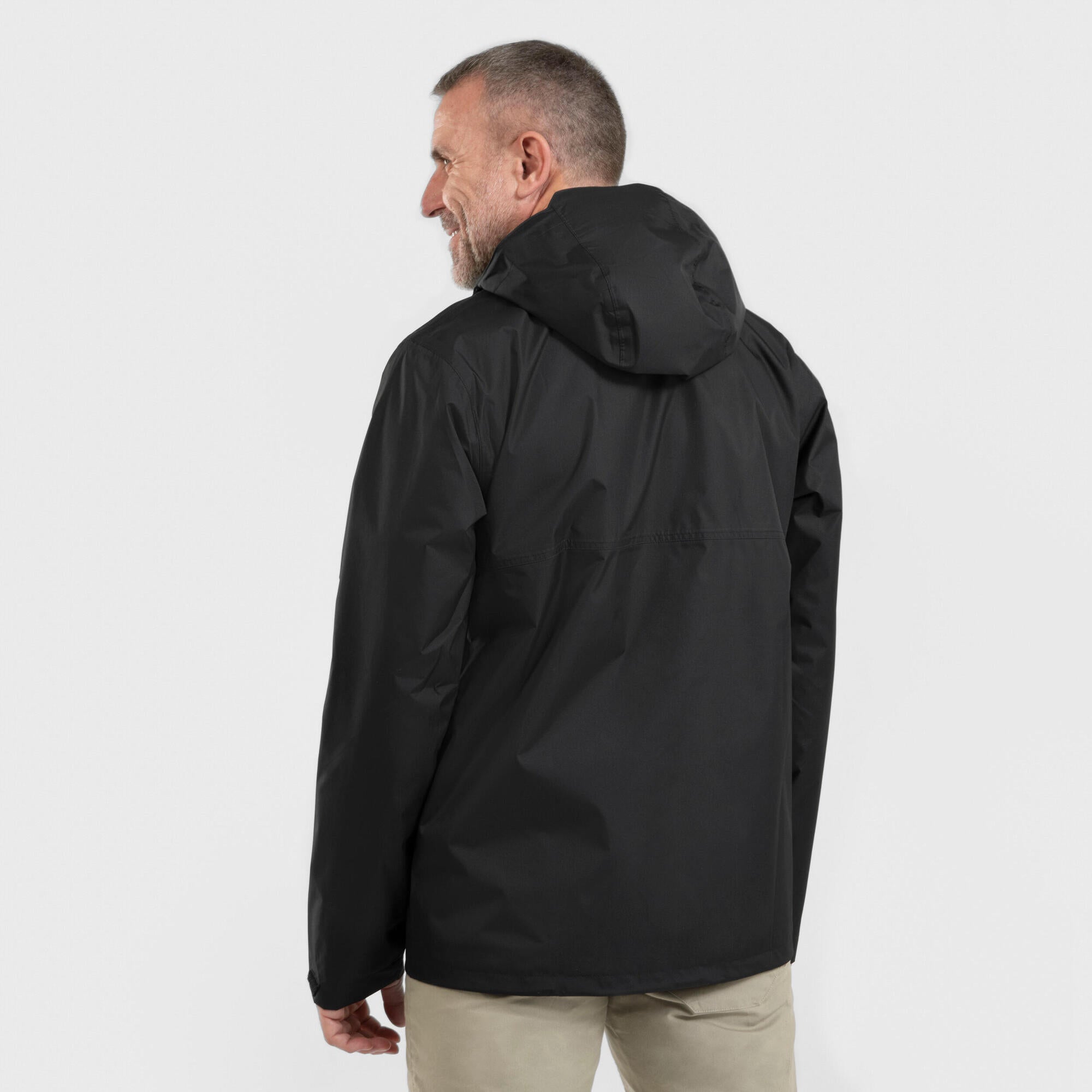 Quechua Men's NH500 Waterproof Rain Jacket - Lightweight Windproof Hiking Jacket for Outdoor Adventures & Travel