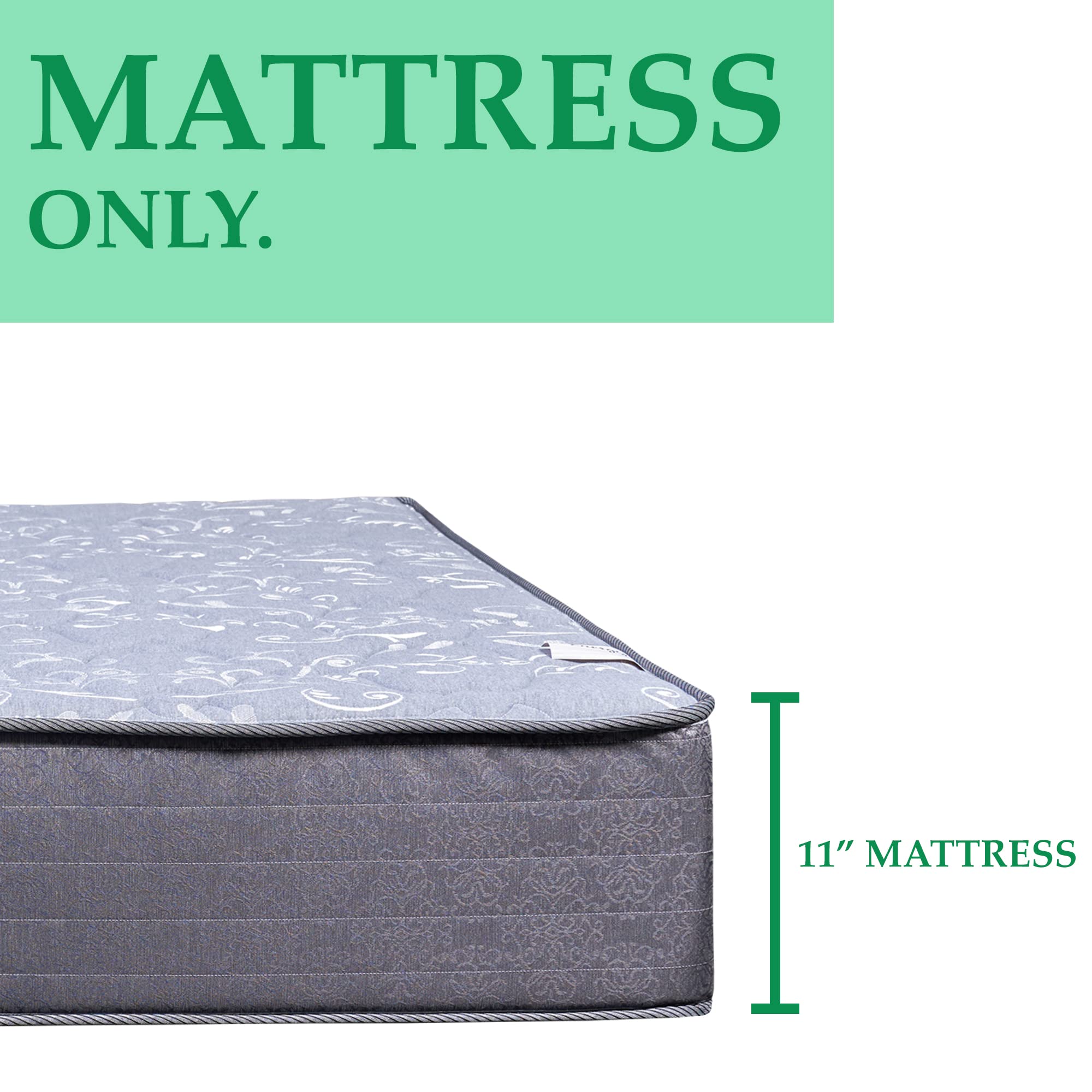 11-Inch Firm Foam Encased Euro Top Gel Infused Innerspring Mattress - Twin Size, Medium Firm Support for Back Pain Relief, Cooling Sleep Surface, Perfect for Guest Rooms, Kids' Beds & Small Spaces