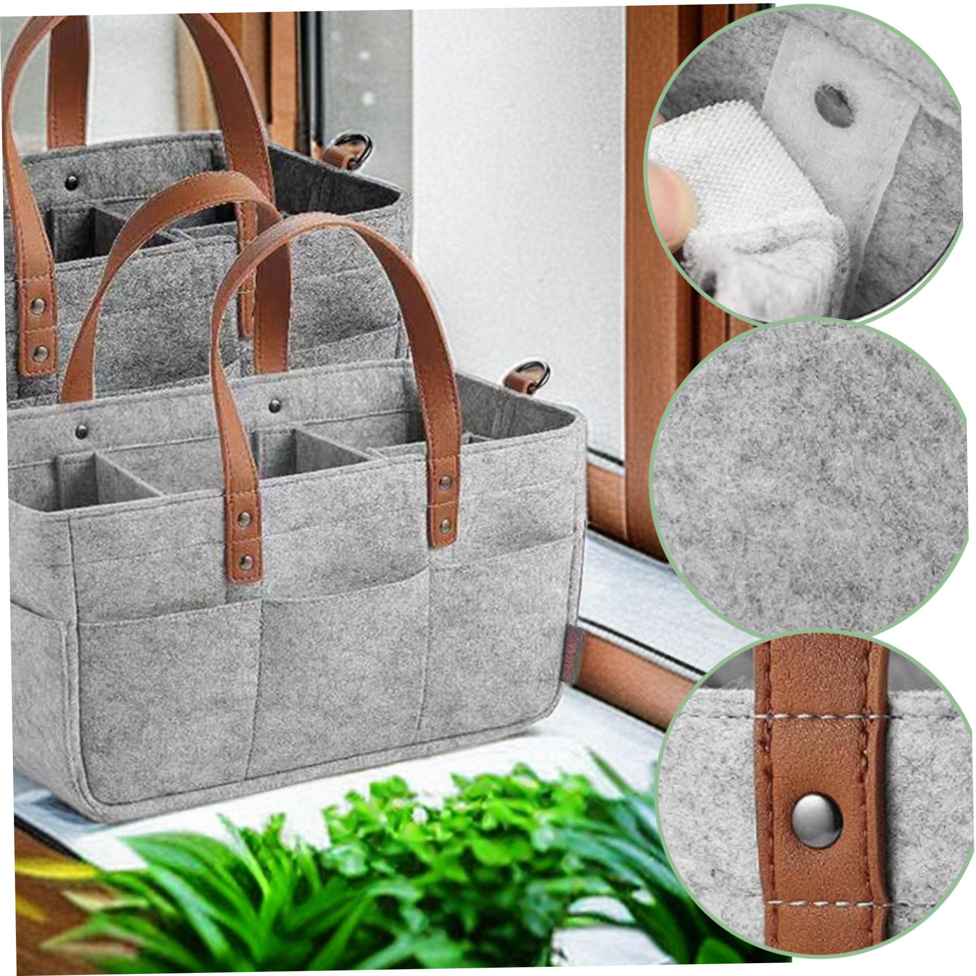 Portable Baby Diaper Caddy Organizer - Foldable Nursery Storage Bag for Diapers, Wipes & Essentials - Durable Felt Changing Table Organizer (Grey) - Perfect for Nursery, Travel & On-the-Go Parents