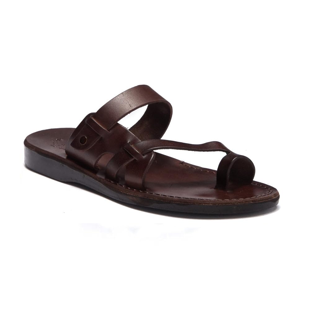 Jabin Men's Leather Toe Loop Sandals - Comfortable & Stylish Summer Footwear for Beach, Pool, and Casual Outings