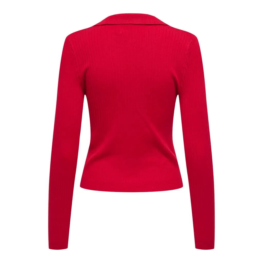Vero Moda Kaya Polo Knit Shirt for Women - Red & Black Colors | Casual & Office Wear | Perfect for Work, Dates & Everyday Outfits