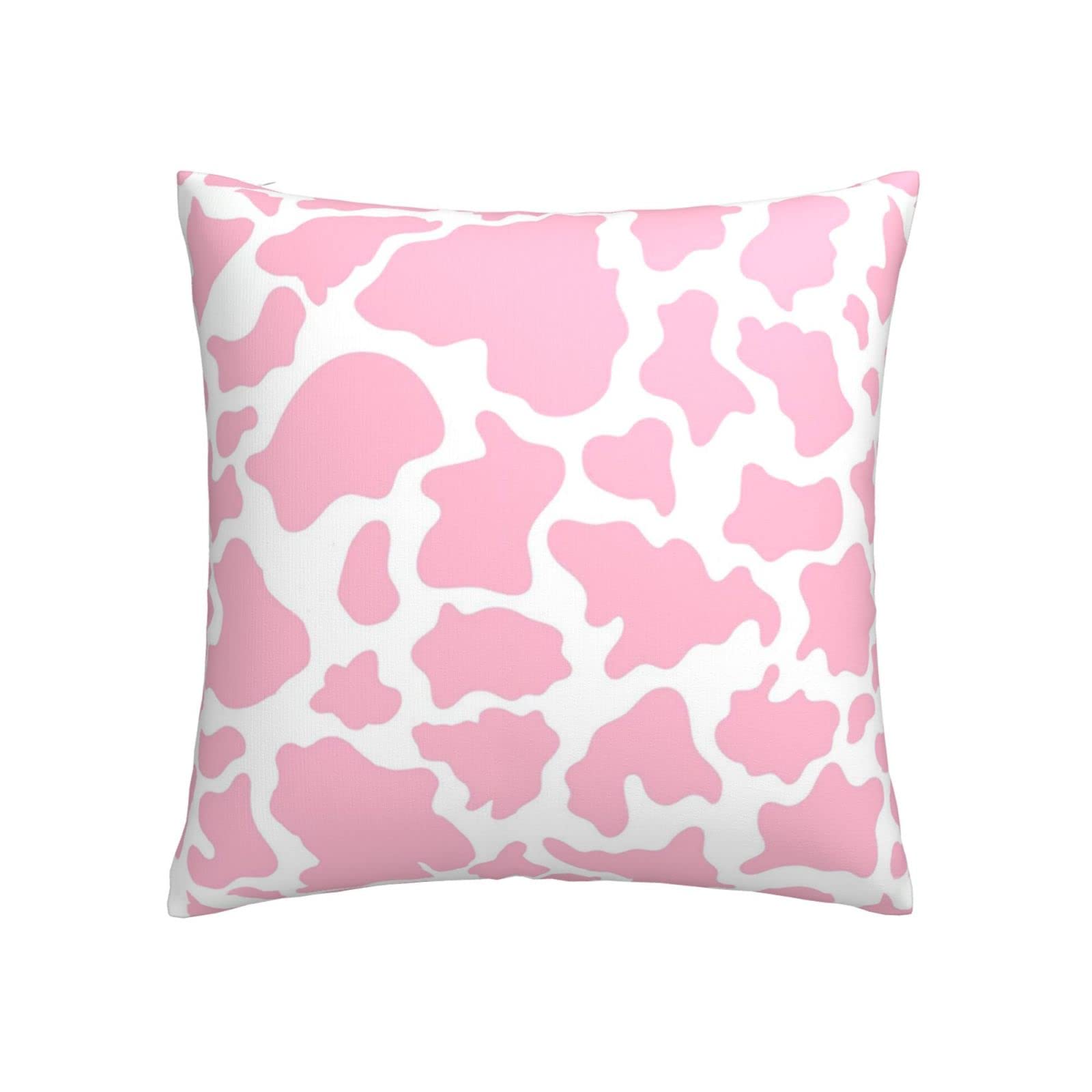 Pink Cow Print Throw Pillow Cover 18x18 Inch - Soft Decorative Cushion Case for Sofa, Bed, Couch & Car - Perfect for Farmhouse Decor, Nursery & Boho Home Accessories