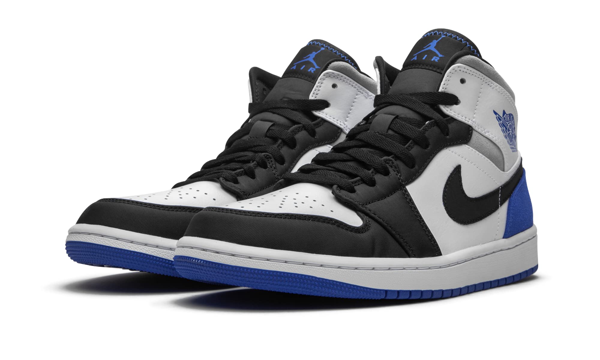Nike Air Jordan 1 Mid Men's Basketball Shoes - White/Hyper Royal/Black Size 9.5 | Retro Sneakers for Casual Wear, Street Style & Basketball Games