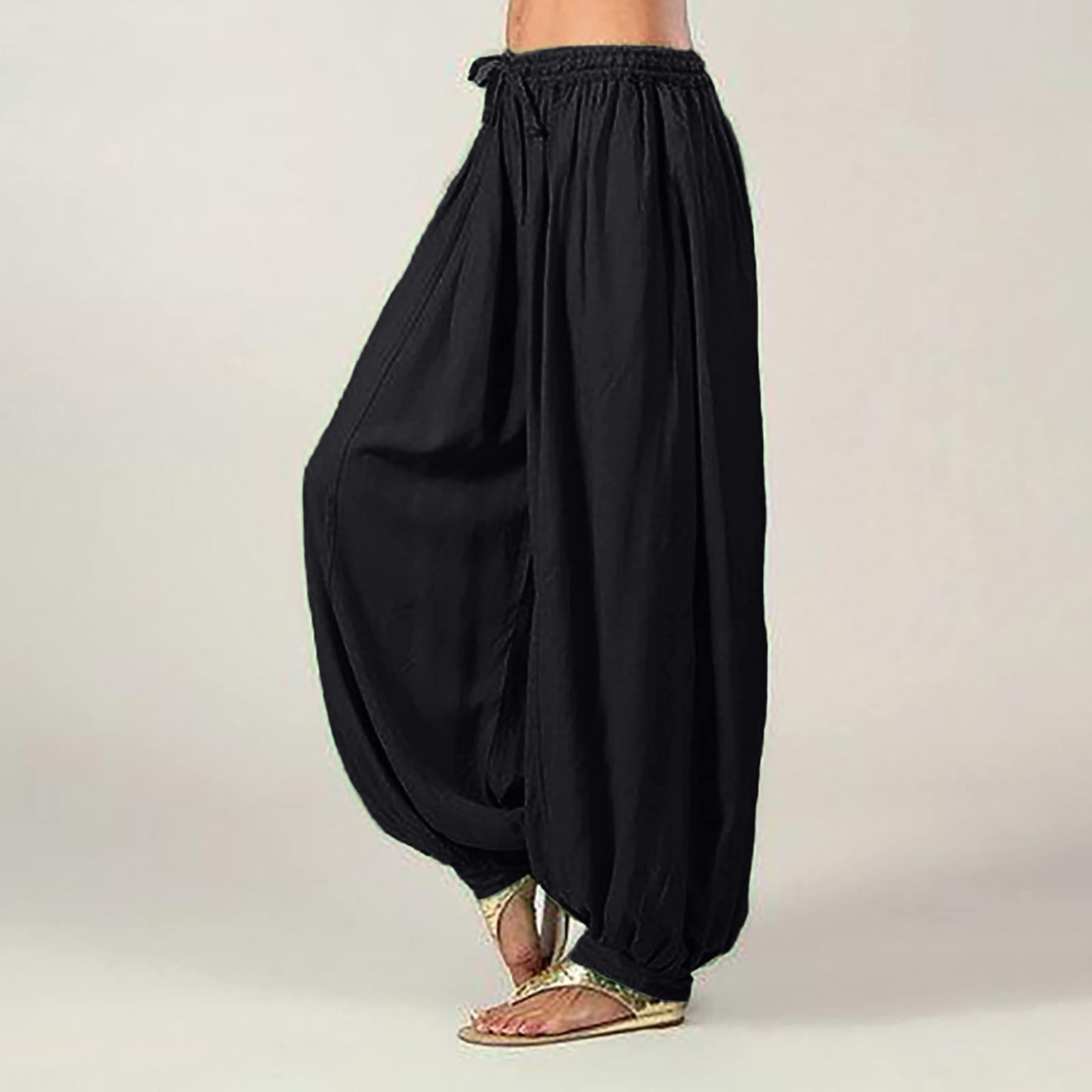 SERYU Women's Casual Loose Harem Boho Yoga Pants - Smocked Waist Sweatpants with Pockets | Comfortable Lounge Wear for Yoga, Travel & Everyday Outfits