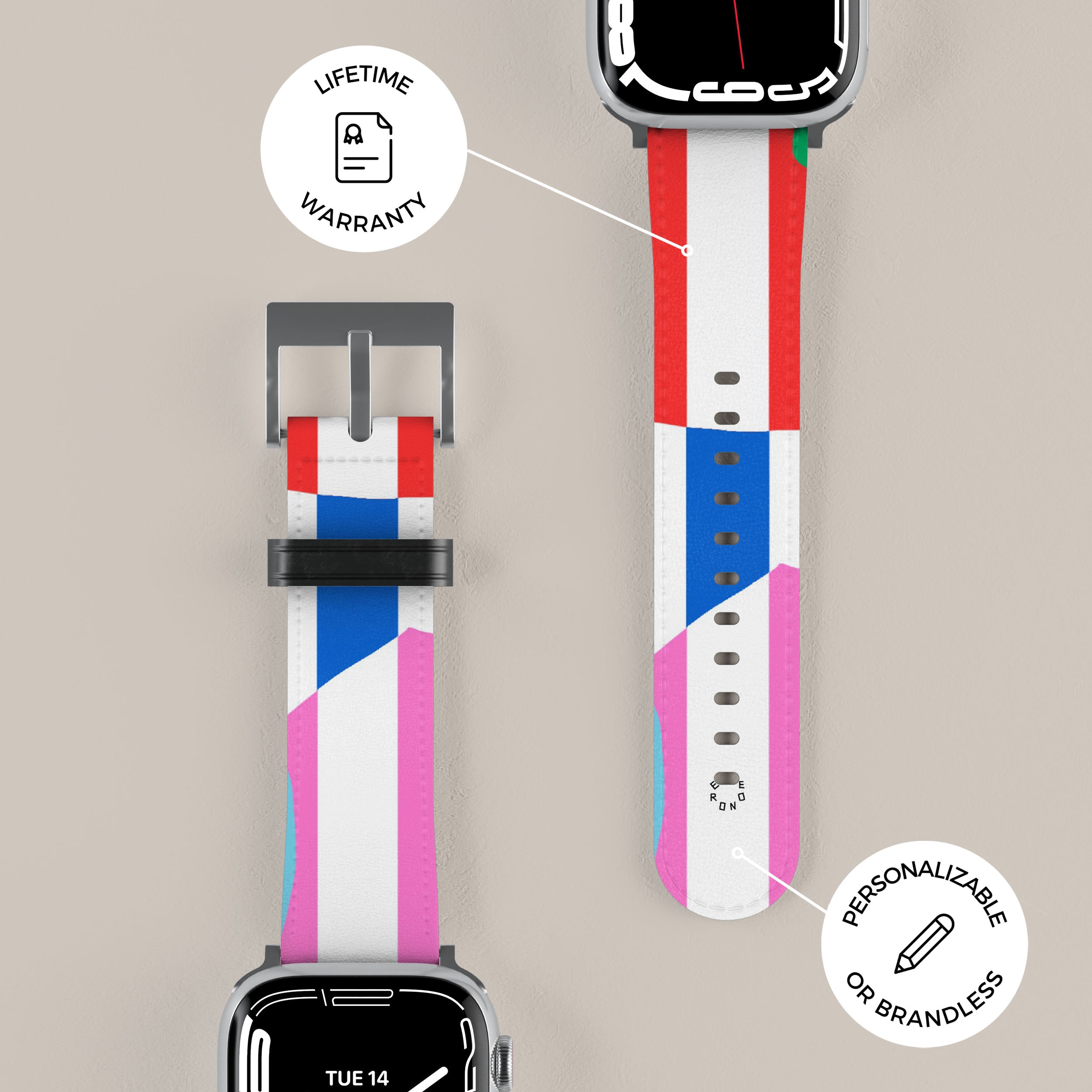 Premium Stripped Symphony Apple Watch Band - Soft Silicone Replacement Strap for Apple Watch Series 9/8/7/6/SE - Fashionable & Comfortable Sport Band for Workouts, Running & Daily Wear