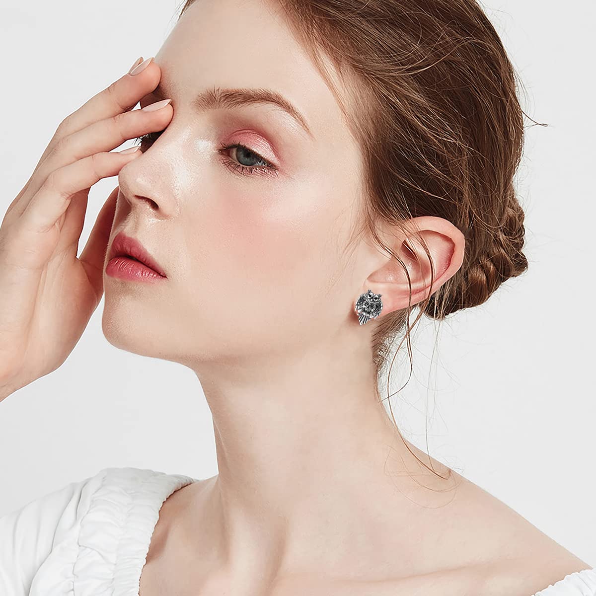 Seiyang 925 Sterling Silver Skull Earrings - Gothic Horns, Snake, Owl, Bones & Pirate Stud Earrings for Women & Men (Gift Box Included) | Perfect for Halloween, Punk Fashion & Gothic Jewelry Lovers