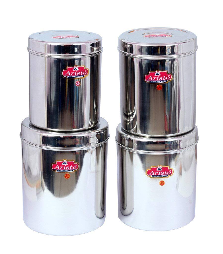 Premium Stainless Steel Food Storage Containers Set of 4 (3.5-6.4L, Silver) - Airtight Kitchen Organizers for Meal Prep, Leftovers & Pantry Storage