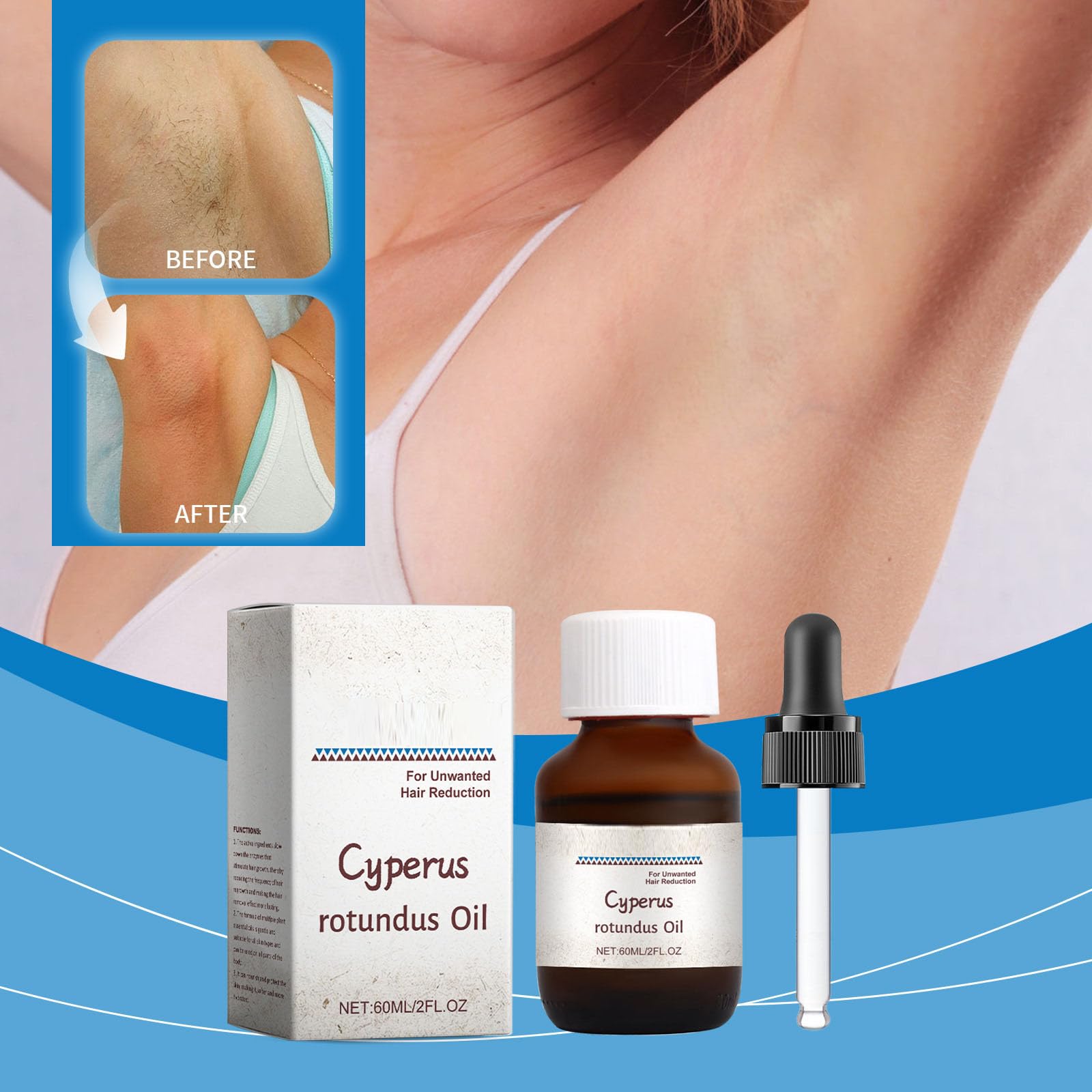 Natural Cyperus Rotundus Oil for Hair Removal - Organic & Pure Essential Oil for Smooth Skin | Best for DIY Hair Removal, Skin Care & Aromatherapy at Home