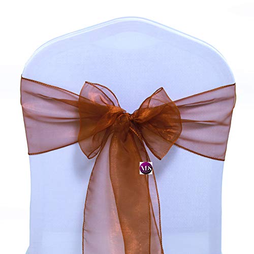 VDS Organza Chair Sashes & Ribbon Bows - 175-Pack Bronze Wedding Chair Decor for Banquets, Parties & Special Events - Perfect for Wedding Aisle, Reception & Venue Decoration