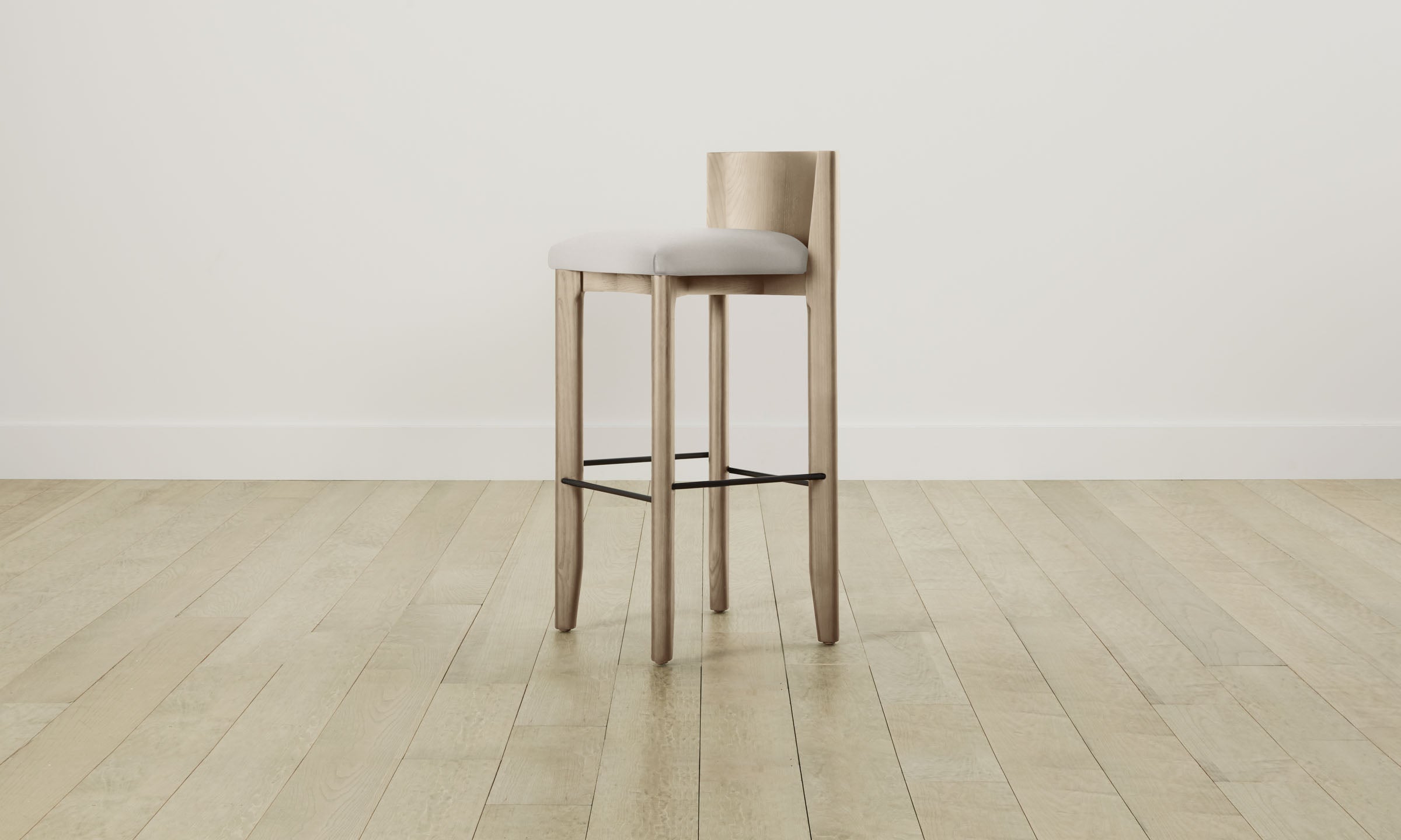 The Delancey Bar & Counter Stool - Italian Brushed Wool Vanilla Upholstered Stool for Kitchen Island, Breakfast Bar & Home Decor