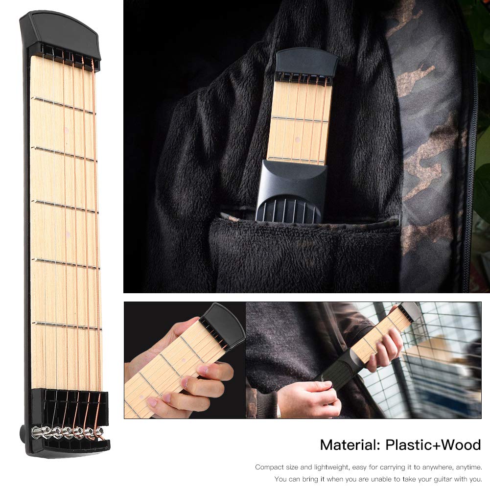 Portable 6-Fret Pocket Guitar Trainer - Finger Exercise & Chord Practice Tool for Beginners | Compact Travel Guitar Fretboard for On-The-Go Musicians (Home, Office, Travel, Camping)