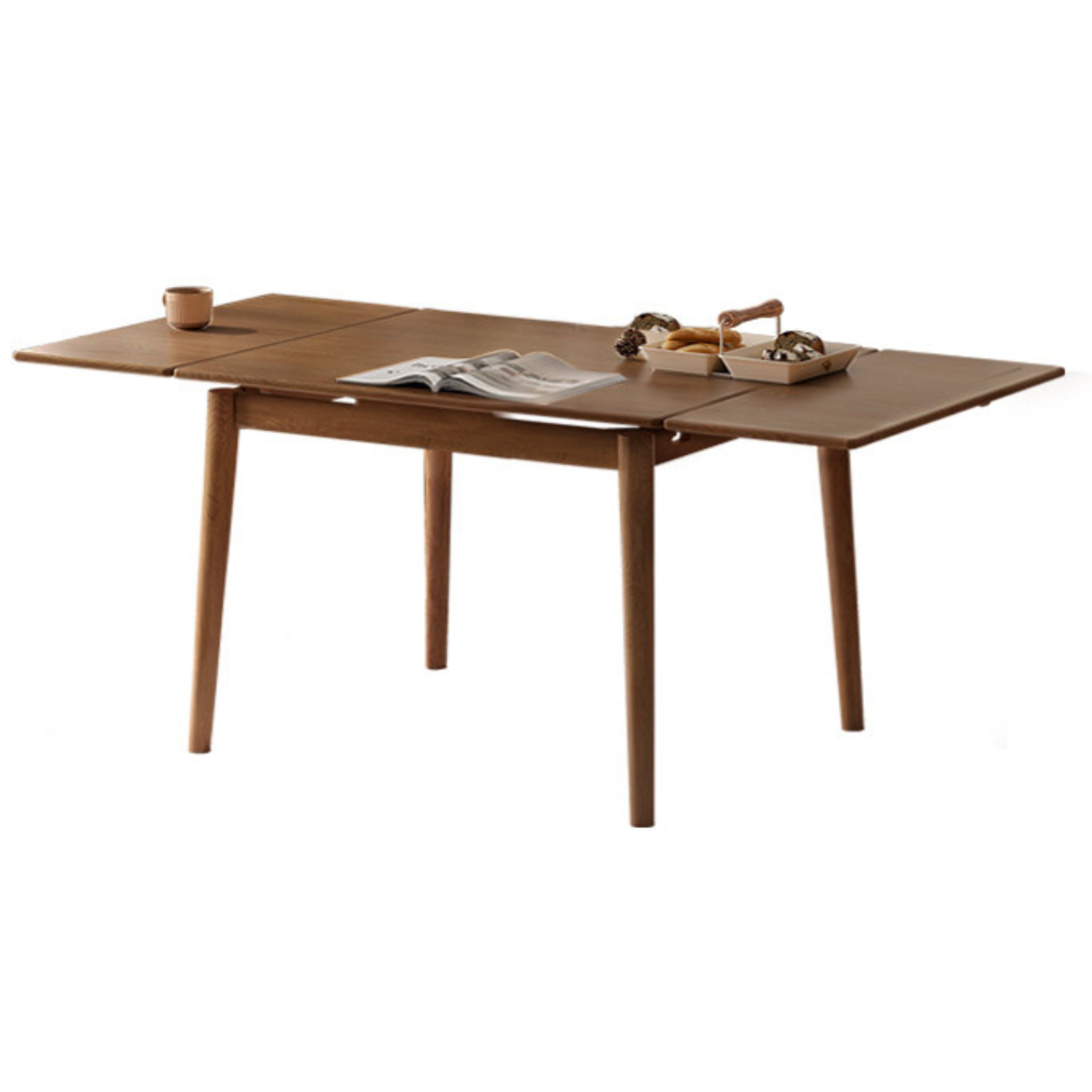 Solid Oak Wood Extendable Dining Table - Expandable Large Tabletop for Family Gatherings & Dinner Parties | Perfect for Small Spaces & Entertaining Guests