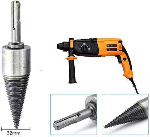 Heavy Duty Firewood Log Splitter Drill Bit - Wood Splitting Cone Screw Driver for Hand Drill (Round Shank) - Perfect for Camping, Fireplace & Wood Stove Use