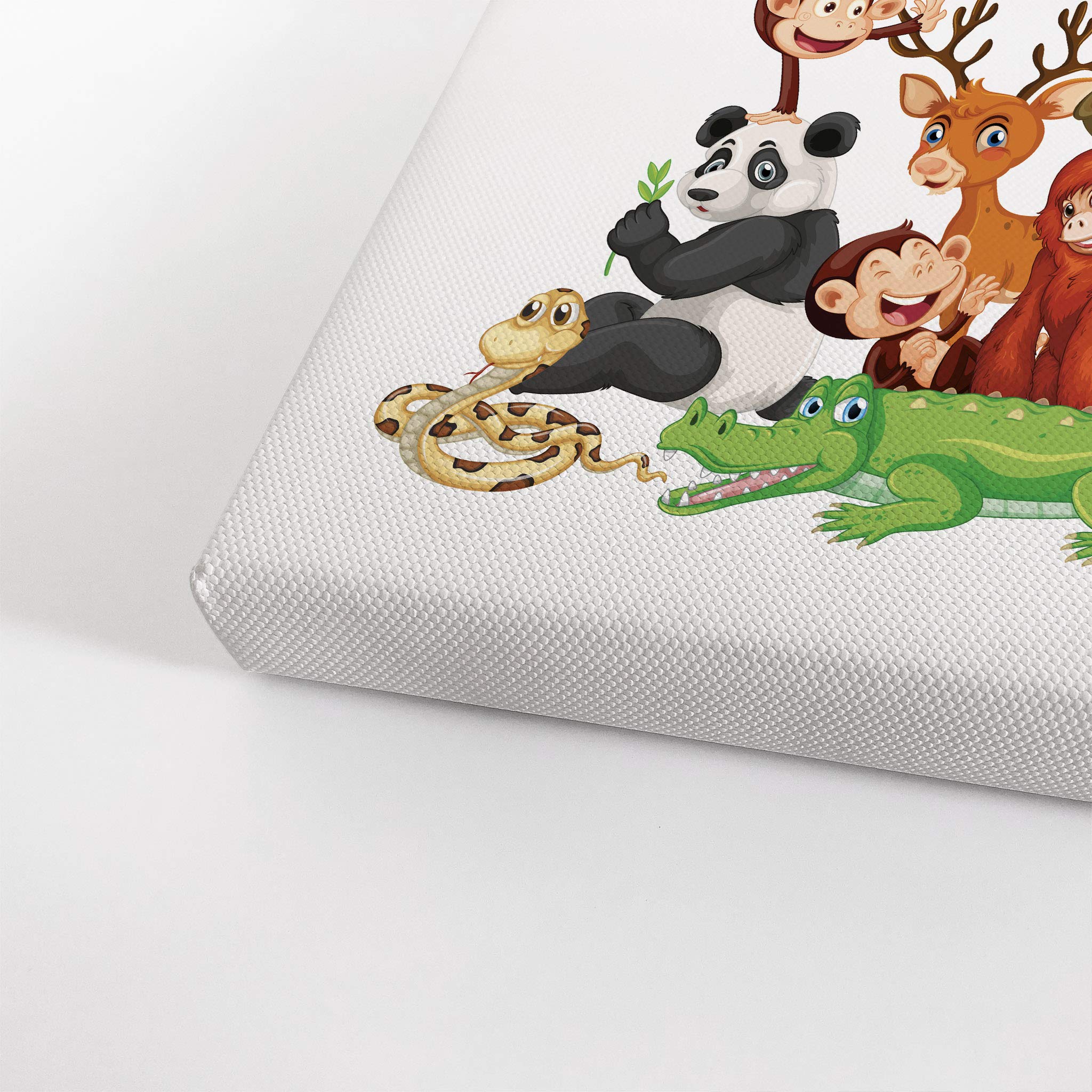 Funny Animals Friendship Illustration Canvas Print - African Safari Woodland Animal Wall Art for Office, Bedroom, Nursery (30x40 inches) | Perfect for Kids Room Decor, Baby Gifts & Home Decorating Ideas