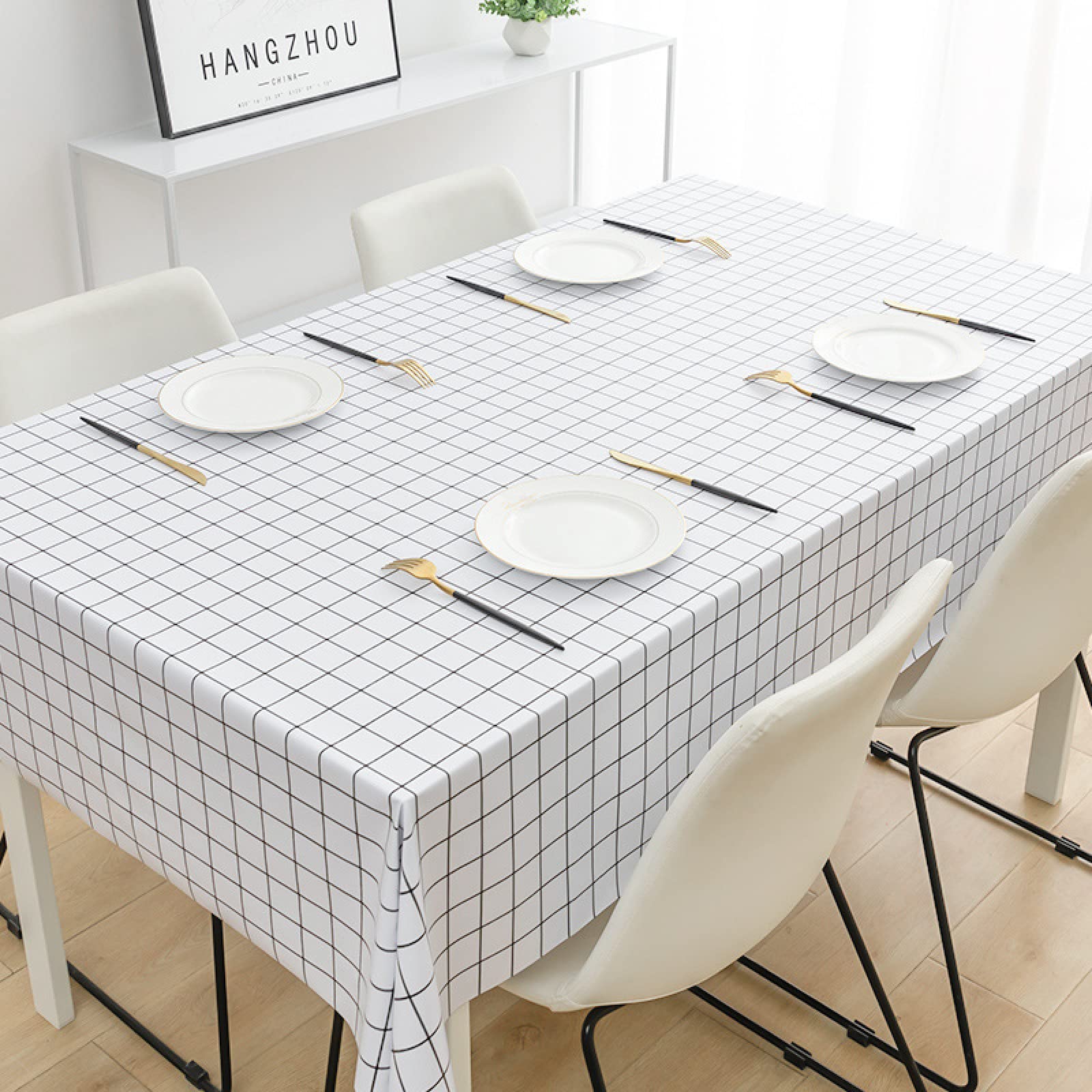 Durable Rectangle PVC Plastic Tablecloth - Waterproof & Wipeable Table Cover for Kitchen, Picnic, Party (100x160cm) - Perfect for Indoor & Outdoor Dining, Dust-Proof Protection