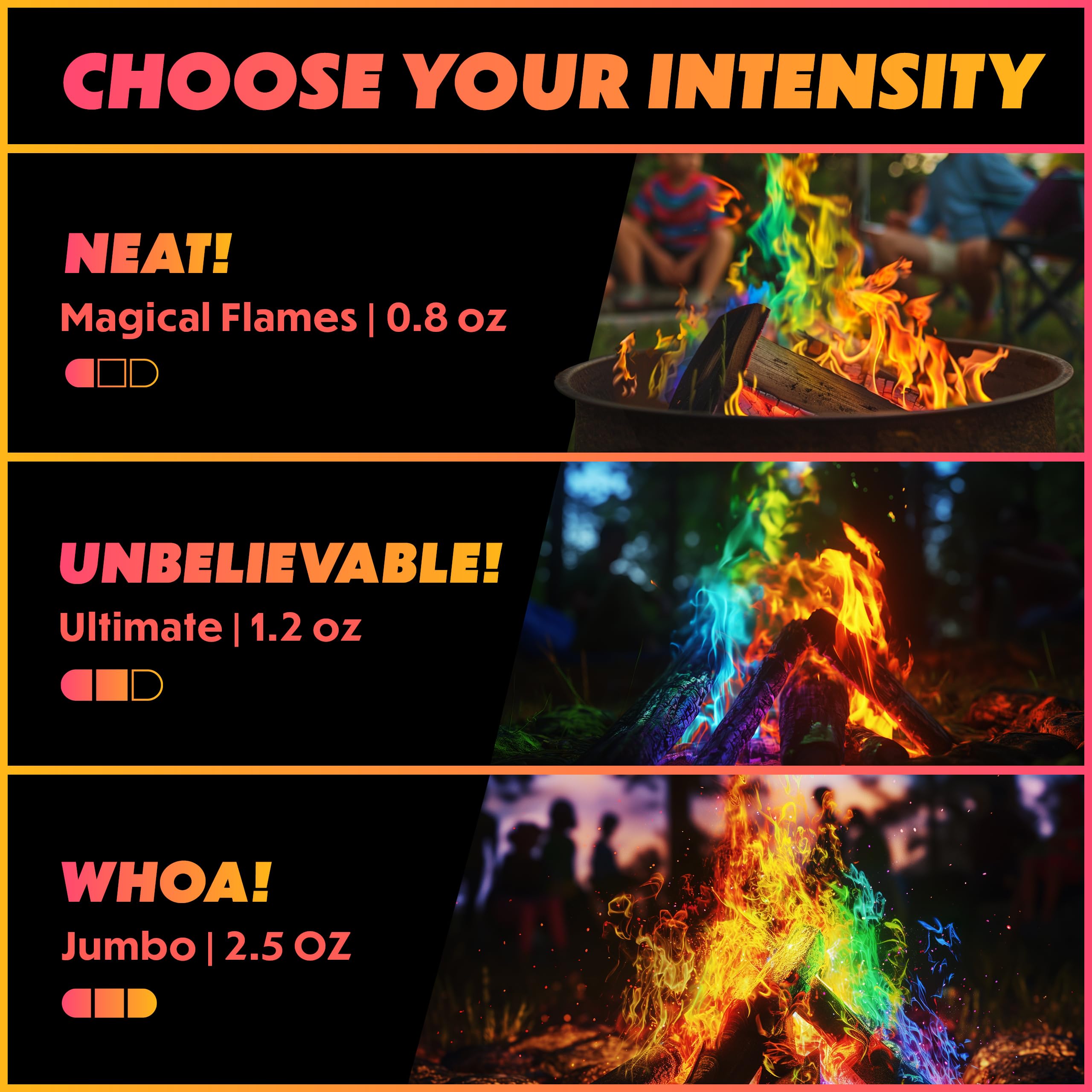 Magical Flames Fire Color Changing Packets - 12 Pack | Fire Pit & Camping Accessories | Enhance Campfire Experience for Backyard, Beach & Outdoor Gatherings