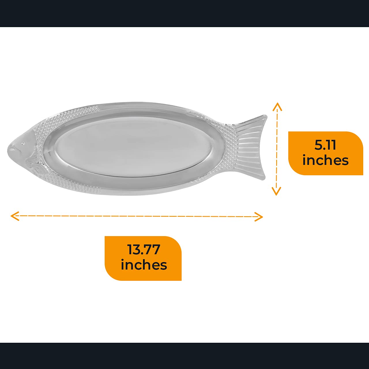 Premium Stainless Steel Oval Fish Platter - Elegant Serving Dish for Seafood, Sushi & Appetizers - Perfect for Dinner Parties, Catering & Restaurant Presentations