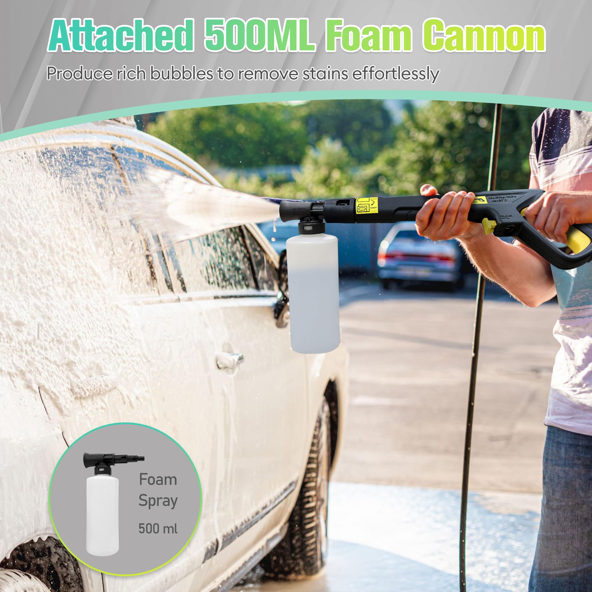 4800PSI Electric Pressure Washer - 3.2GPM High Power Electric Pressure Cleaner with Foam Cannon | Ideal for Car Washing, Driveway Cleaning, Patio & Deck Cleaning, Home Exterior & Garage Cleaning | Yellow Power Washer Machine