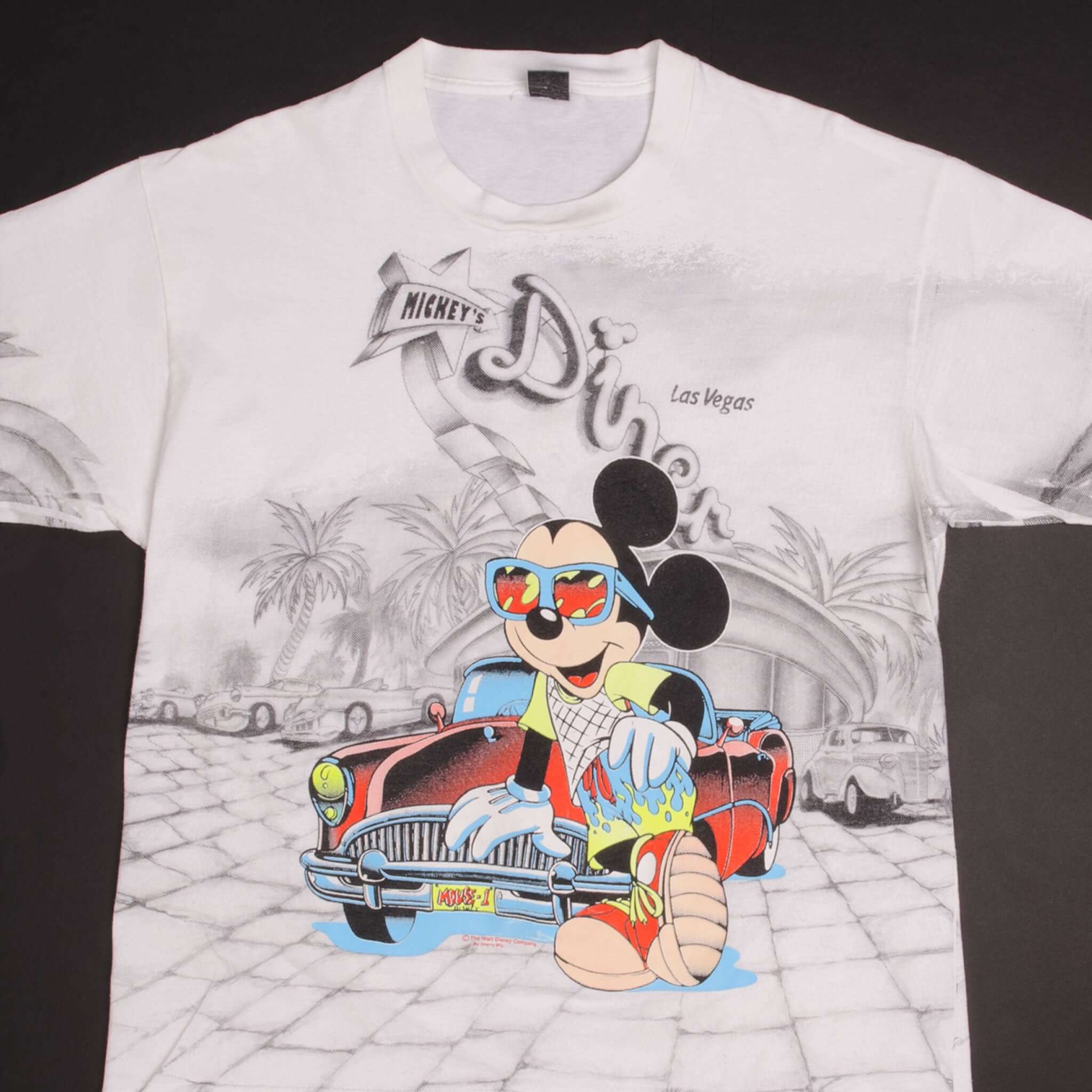 Vintage Disney Mickey Mouse All Over Print T-Shirt Large - 1990s USA Made - Casual Wear & Retro Fashion for Men & Women