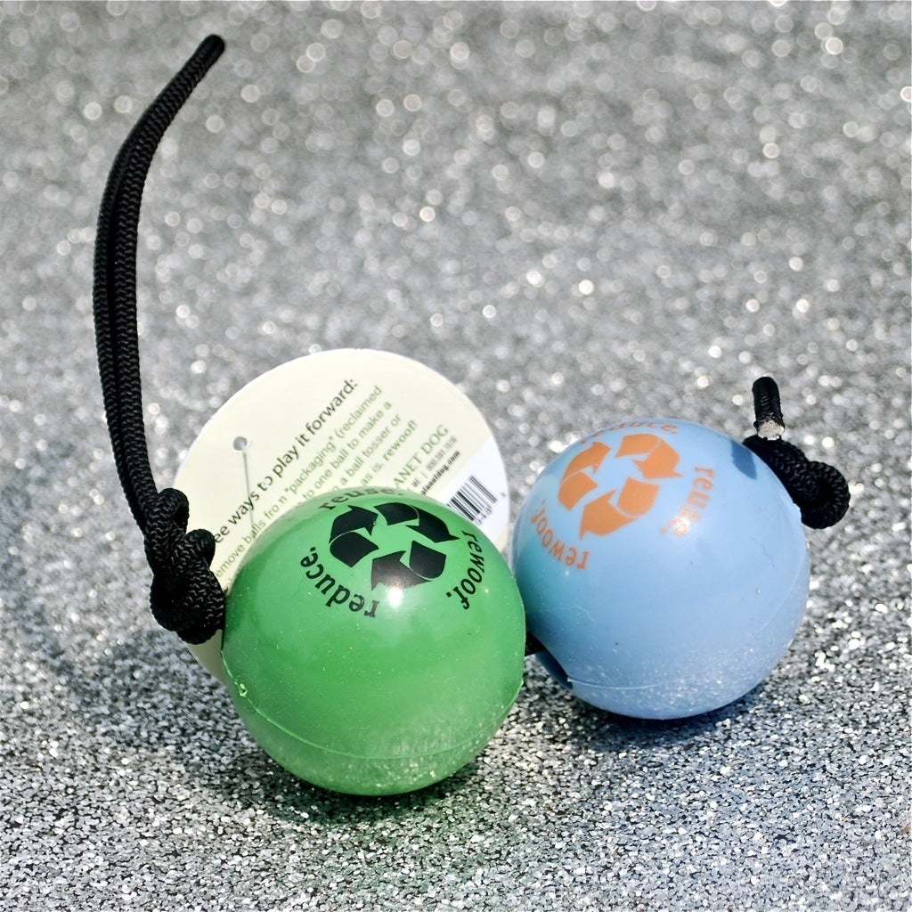 Orbee RecycleBALL with Rope - Eco-Friendly Dog Chew Toy for Aggressive Chewers, Durable Rubber Ball for Outdoor Play & Training - Perfect for Fetch, Tug of War & Water Games