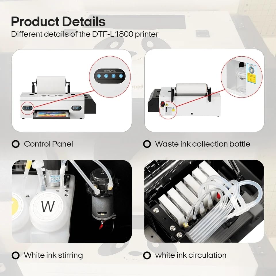 F13 Panda DTF Printer Transfer Printing Machine with White Ink Circulation System & Built-in Film Cutter - DIY T-Shirt Printing Kit (Printer + Heat Press) for Custom Apparel, Hoodies, and Bags - Perfect for Small Business & Home Crafting