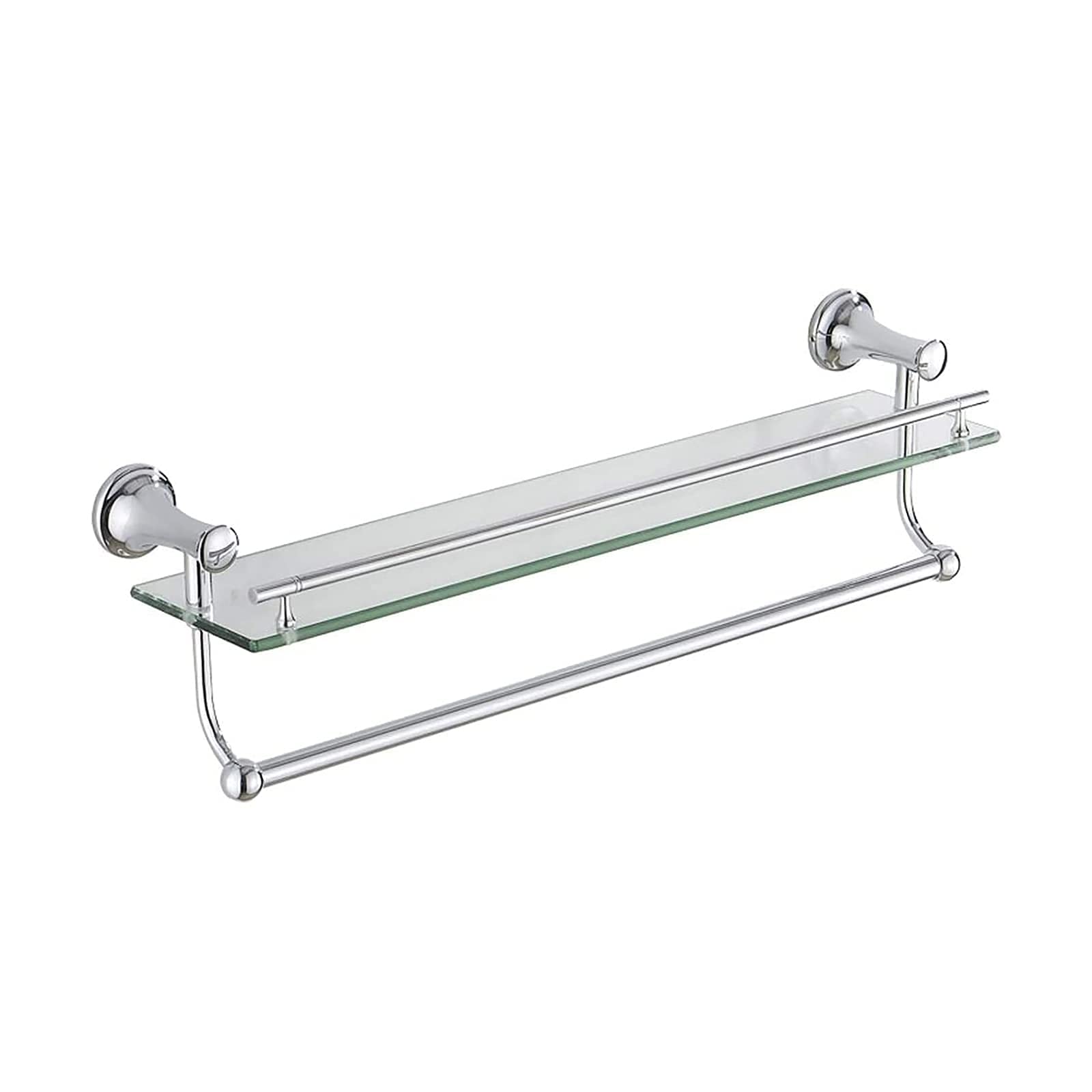 Double Layer Wall Mounted Towel Rack with Glass Shelf - 50Cm Bathroom Towel Holder & Hanger for Modern Bathroom Organization | Perfect for Small Spaces & Spa-Like Decor