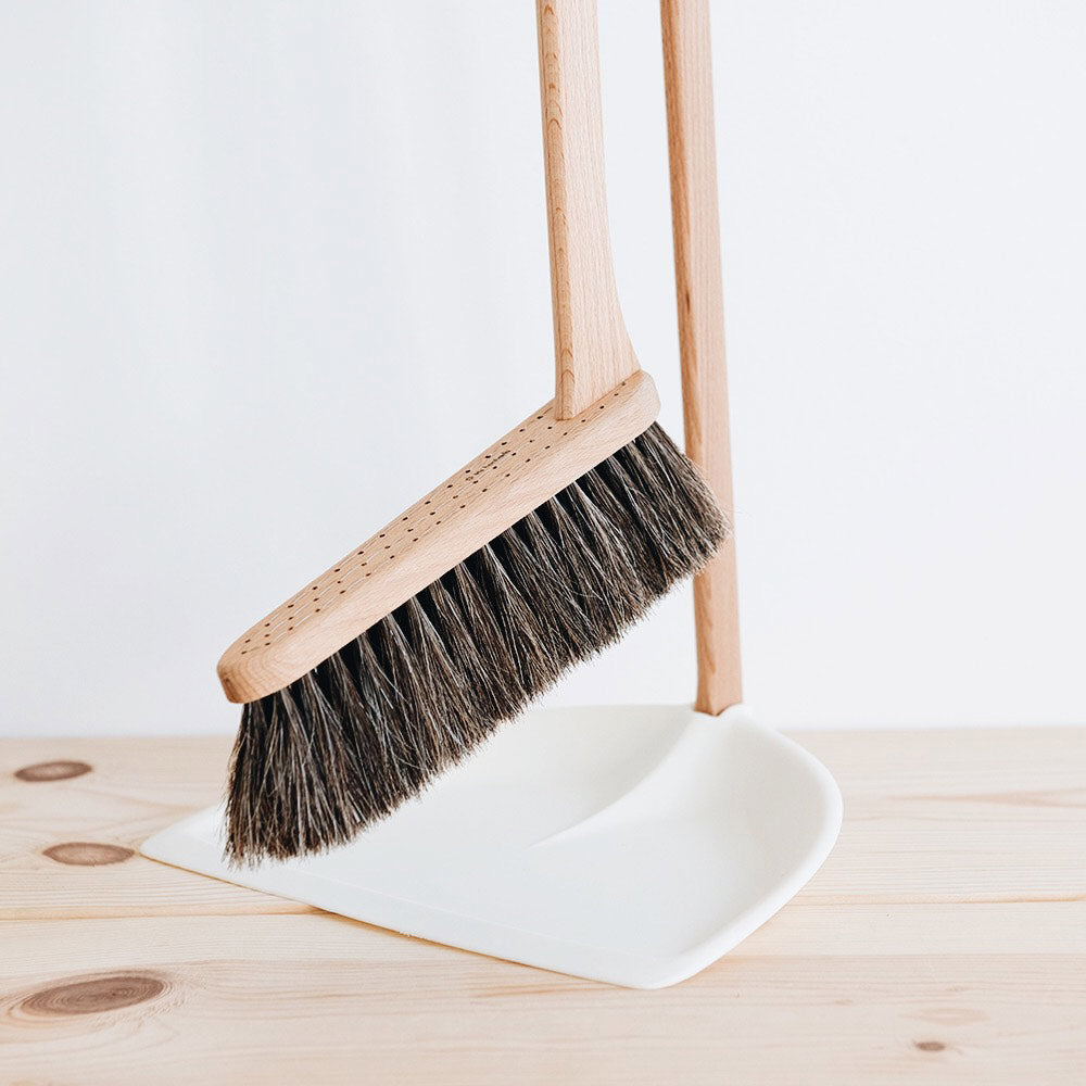 Standing Broom and Dustpan Set - Space Saving Cleaning Tools for Kitchen, Garage & Home - Easy Storage & Quick Cleanup