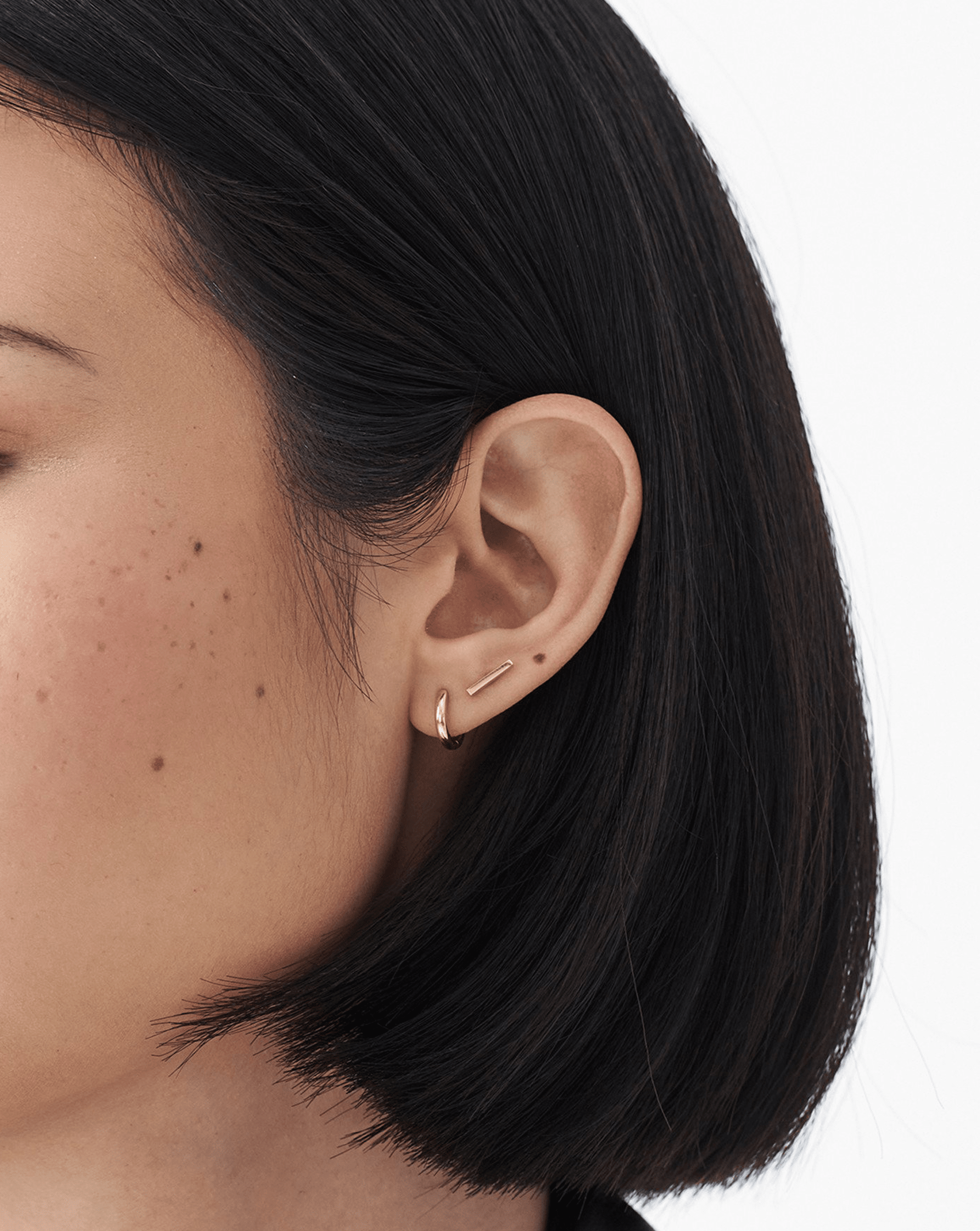 14k Solid Gold Fine Bar Single Stud Earrings for Women - Minimalist Dainty Jewelry for Everyday Wear, Gifts & Special Occasions