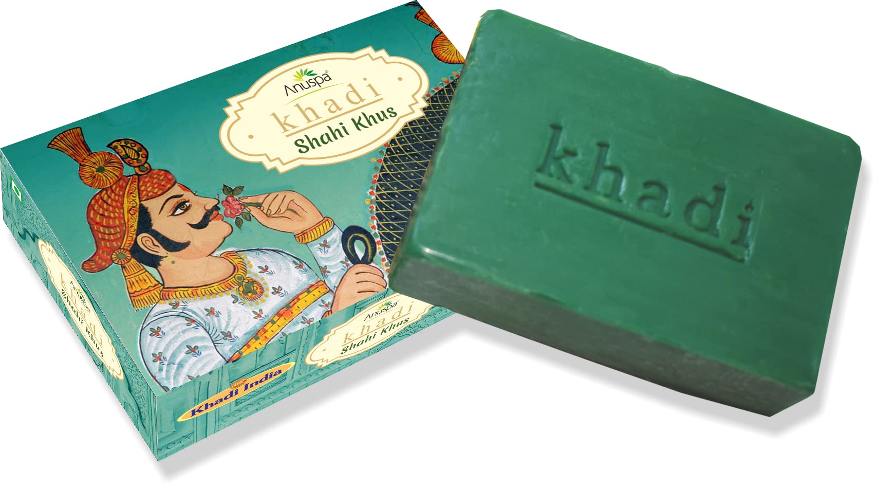Anuspa Khadi Handcrafted Shahi Khus Soap - Pack of 6 (125g Each) | Cooling & Soothing Soap for Oily & Acne-Prone Skin | Relaxing & Refreshing Body Wash for Men & Women | Long Lasting Natural Soap for Summer & Hot Weather | Perfect for Shower, Spa & Daily Skincare Routine