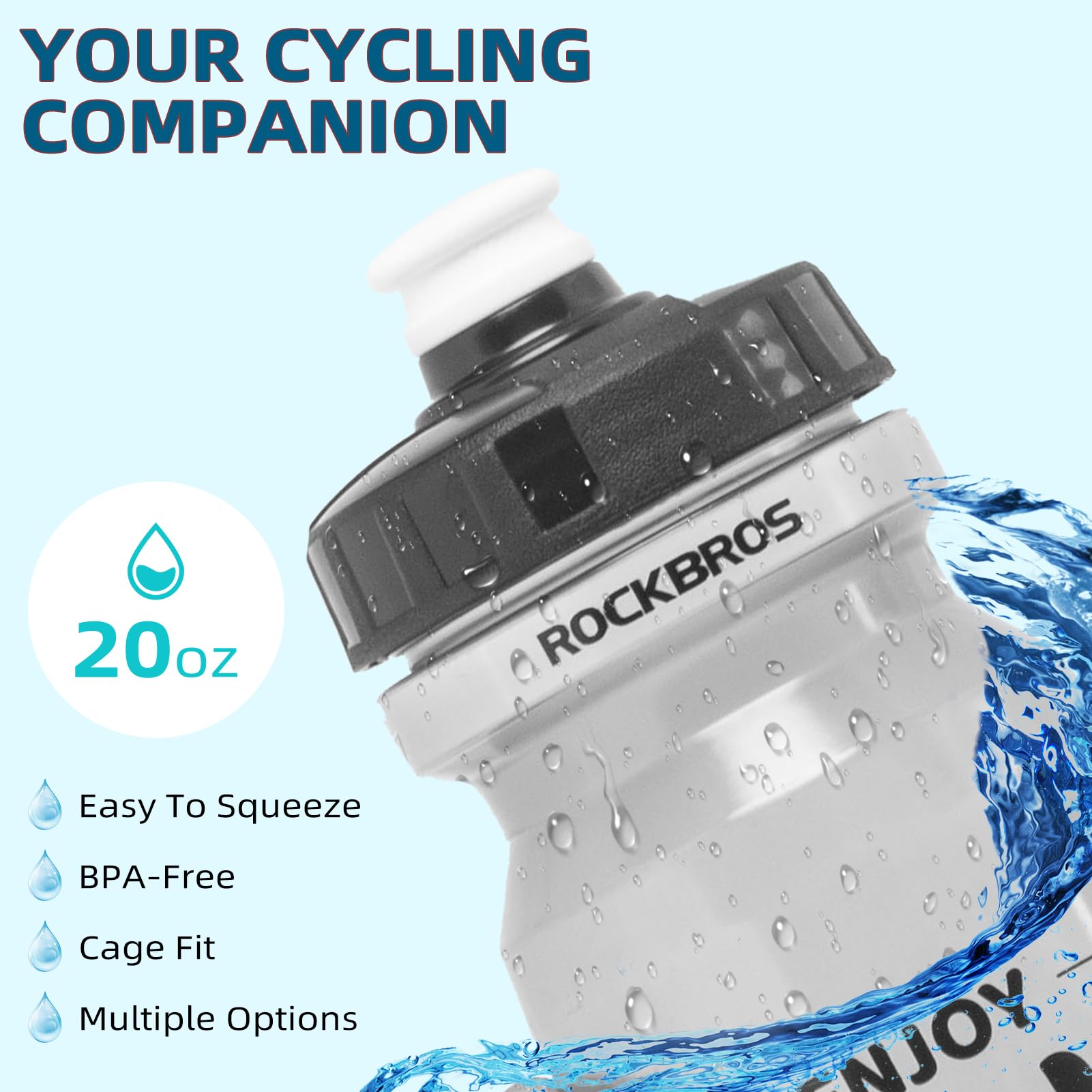 ROCKBROS 20-25oz BPA-Free Cycling Water Bottle for Road Bikes & MTB