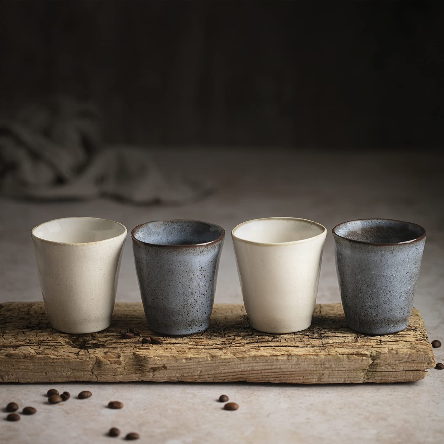 Origeens Handmade Ceramic Espresso Cup Set - 4 Pack (120ml Each) | Artisan Coffee Cups Made in Portugal | Perfect for Espresso, Cappuccino & Latte | Great Gift for Coffee Lovers & Home Baristas