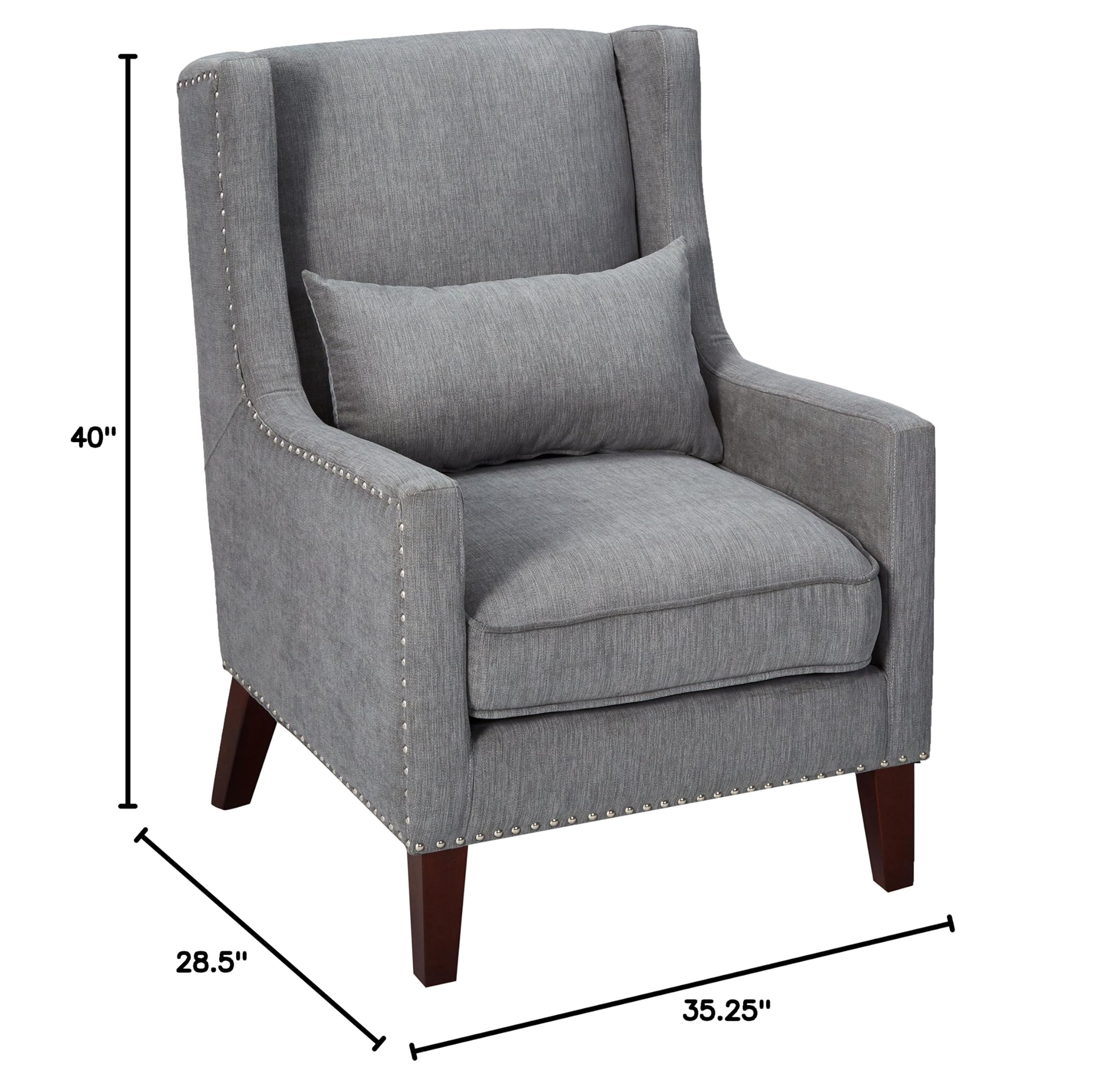 247SHOPATHOME Modern Grey Living Room Chairs - Comfortable Lounge Chairs for Home, Office & Reading Nook - Soft Fabric Accent Chairs with Sturdy Metal Legs (Set of 2)