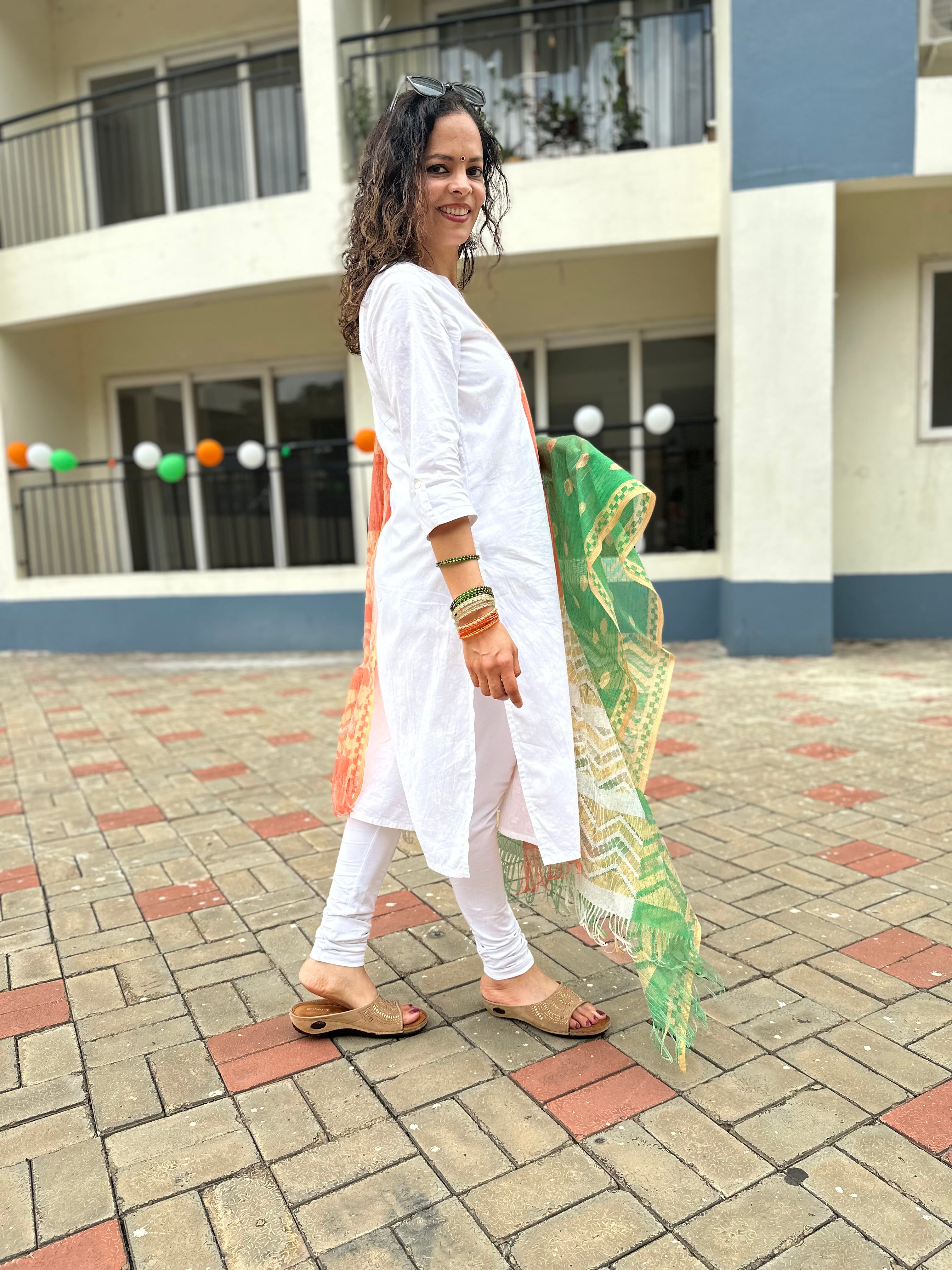 Tiranga Dupatta for Women - Stylish Indian Scarf for Festivals, Weddings & Cultural Events | Lightweight & Elegant Fashion Accessory