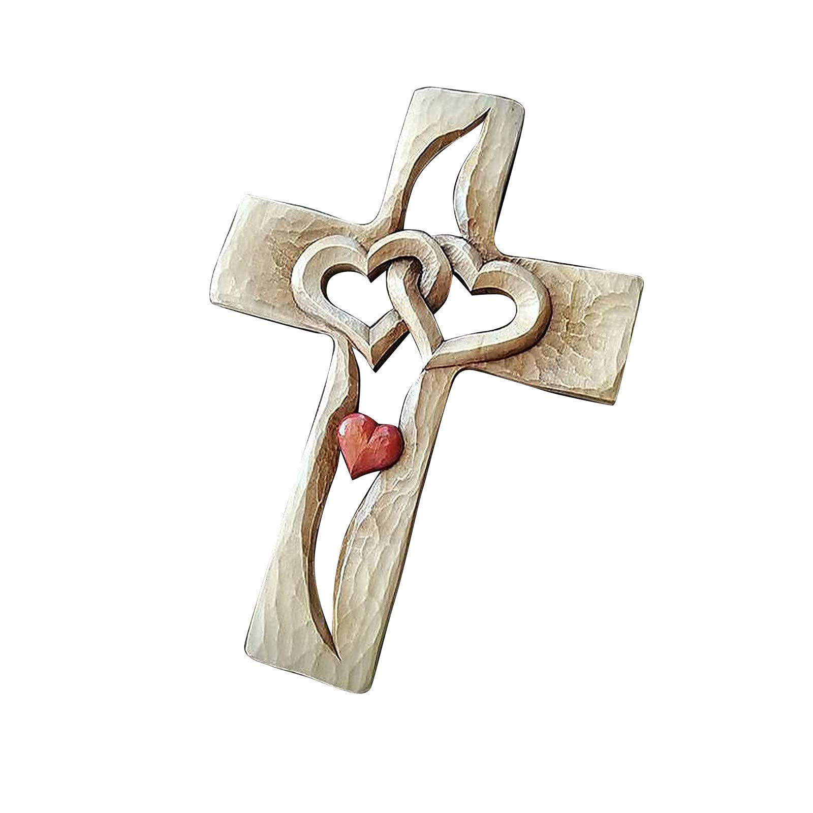 Halloween Wooden Carved Heart & Cross Ornaments - Acrylic Intertwined Hanging Decor for Outdoor Halloween Party, Yard, Porch, and Grave Decorations