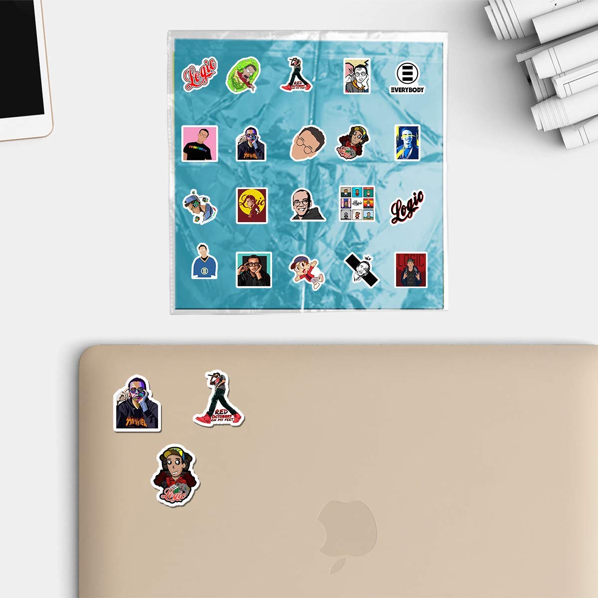 20 PCS Aesthetic Rapper Stickers - Colorful Waterproof Vinyl Decals for Water Bottles, Laptops, Scrapbooking, Luggage, Guitars & Skateboards - Perfect for DIY Crafts, School Supplies & Personalizing Your Belongings