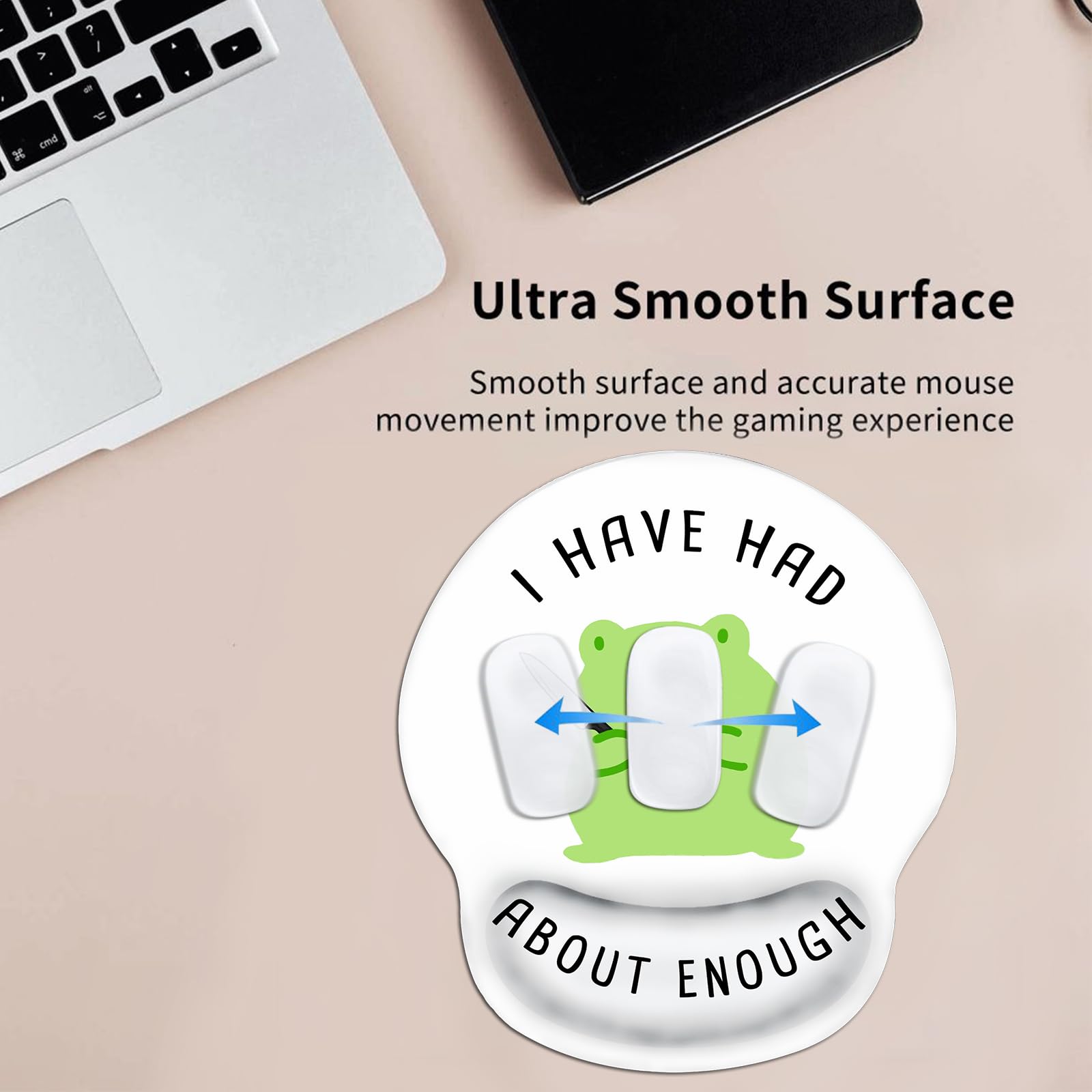 Ergonomic Mouse Pad with Wrist Support - Cute Frog Design Non-Slip Rubber Base Gaming Mousepad for Computer & Office Desk - Perfect for Work, Gaming & Anime Lovers
