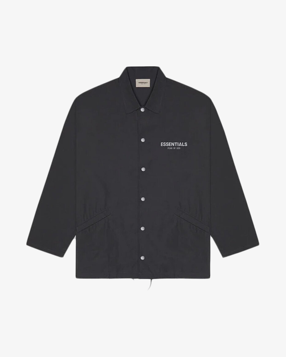 FOG ESSENTIALS SS20 Reflective Logo Black Coach Jacket - Small Size | Streetwear Fashion for Men | Perfect for Urban Outfits & Casual Wear