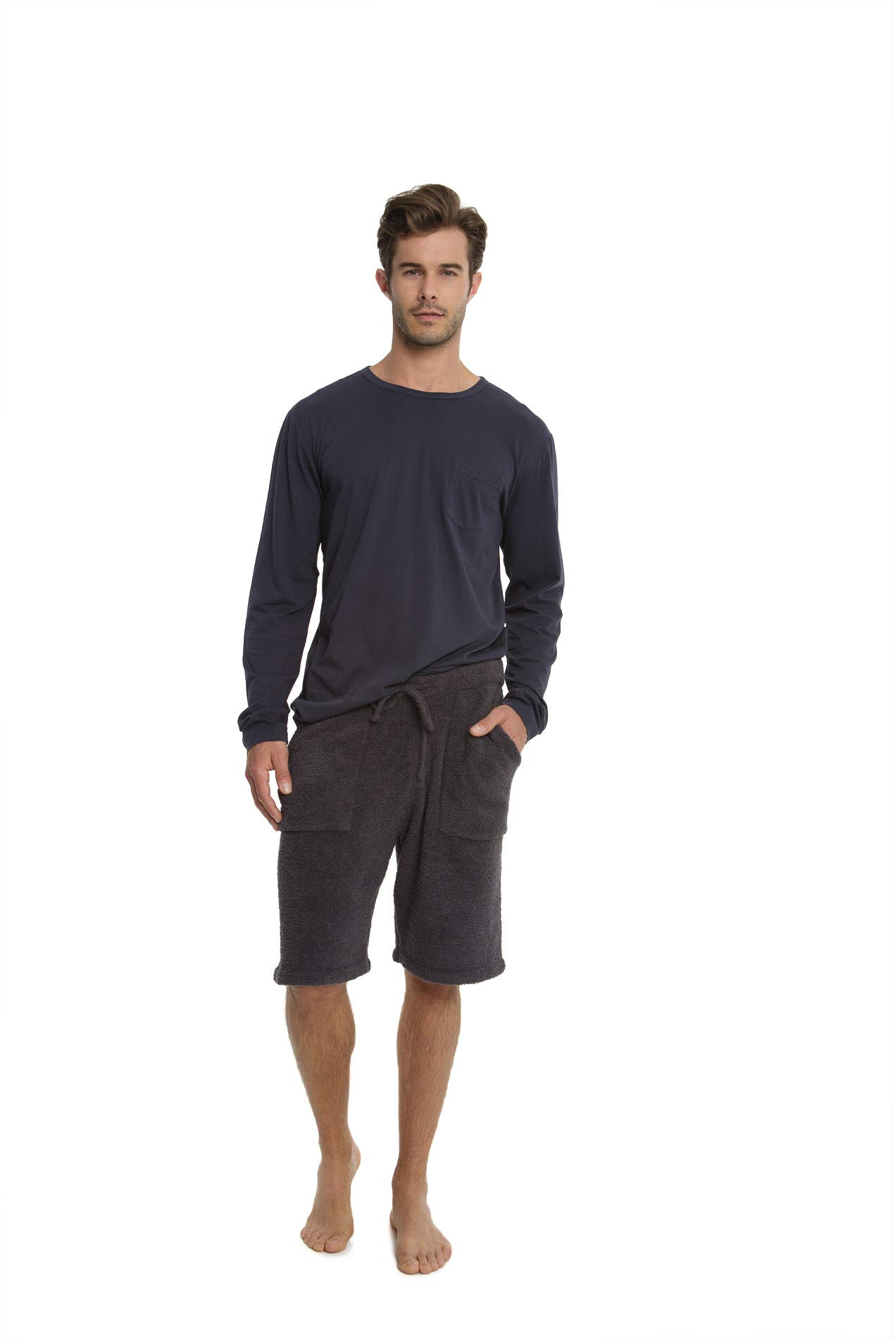 Barefoot Dreams CozyChic Men's Lounge Shorts - Soft Pajama Shorts with Drawstring Waist for Comfortable Sleep & Relaxation at Home
