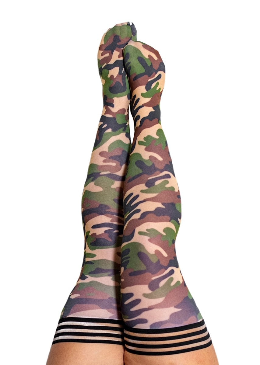 **Alex Women's Camo Thigh High Socks - Petite to Plus Size, Stretchy & Comfortable - Perfect for Cosplay, Halloween, and Everyday Fashion**