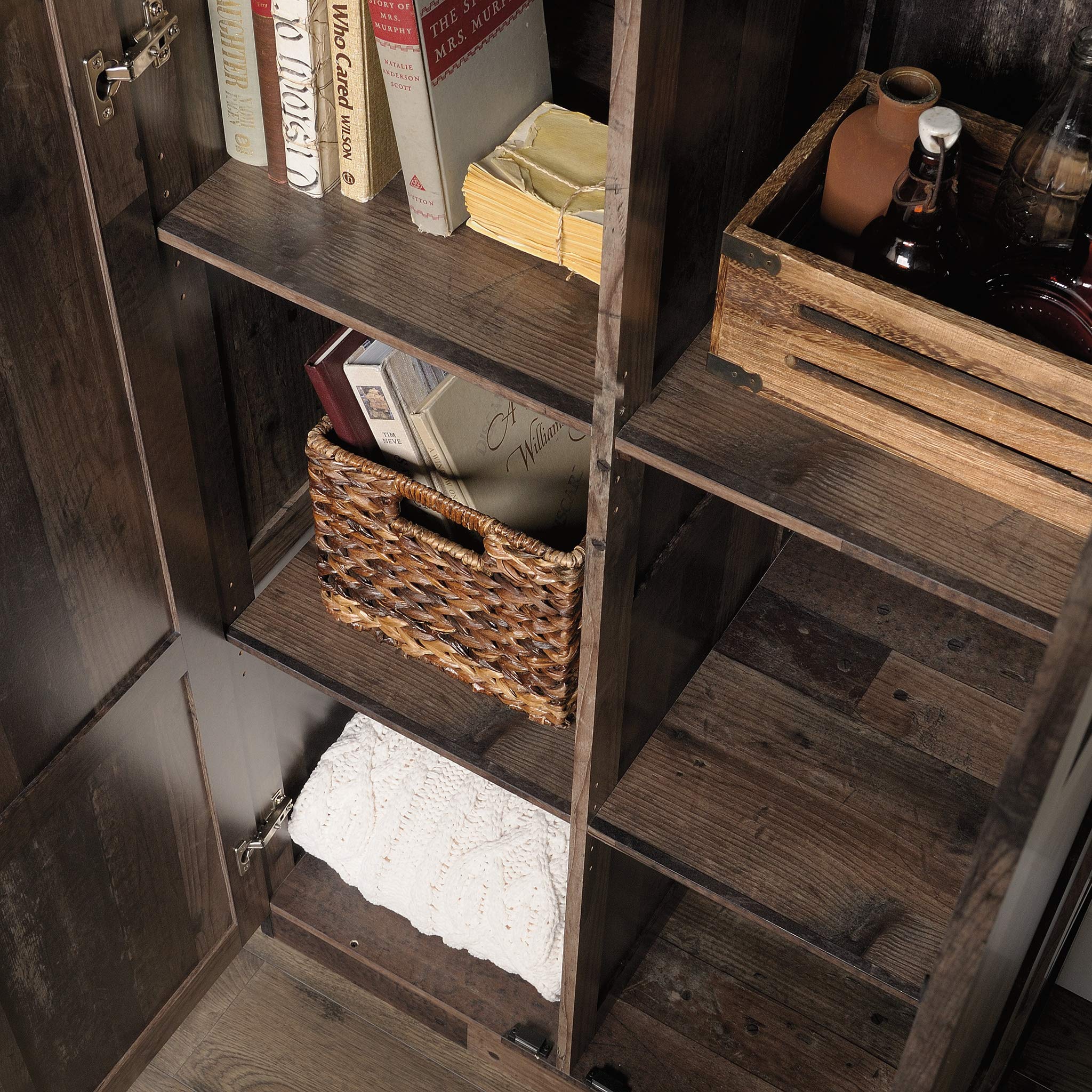 Sauder Select Storage Cabinet - Adjustable Shelves Kitchen Pantry & Bathroom Organizer in Reclaimed Pine - Perfect for Home Organization, Small Space Storage, and Farmhouse Decor