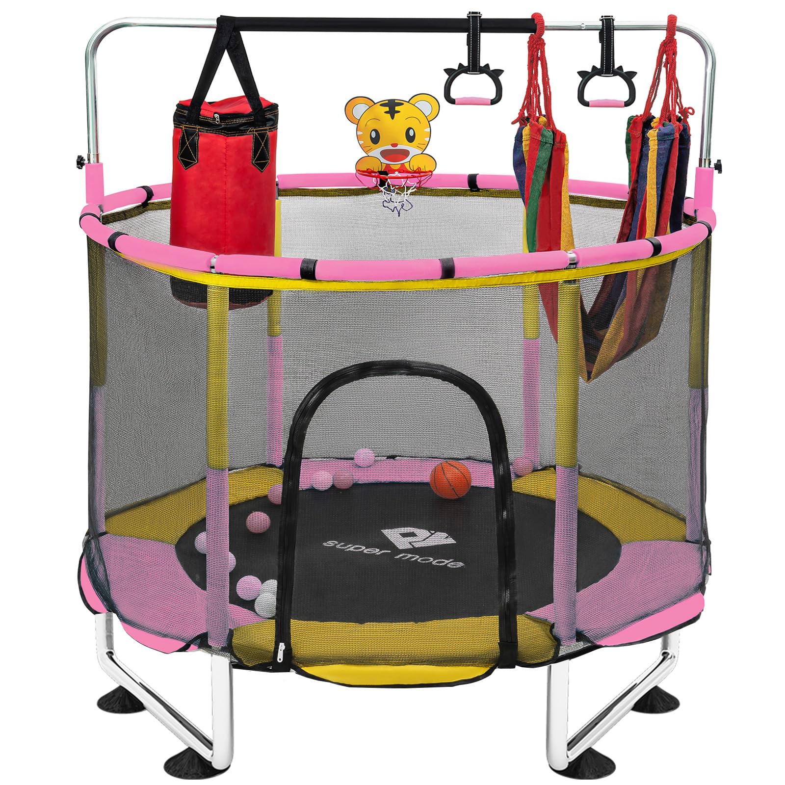 5FT Adjustable Kids Trampoline with Safety Enclosure Net - Indoor/Outdoor Toddler Trampoline, No-Gap Safe Design for Boys & Girls - Perfect Birthday Gift for Backyard Play, Exercise & Family Fun