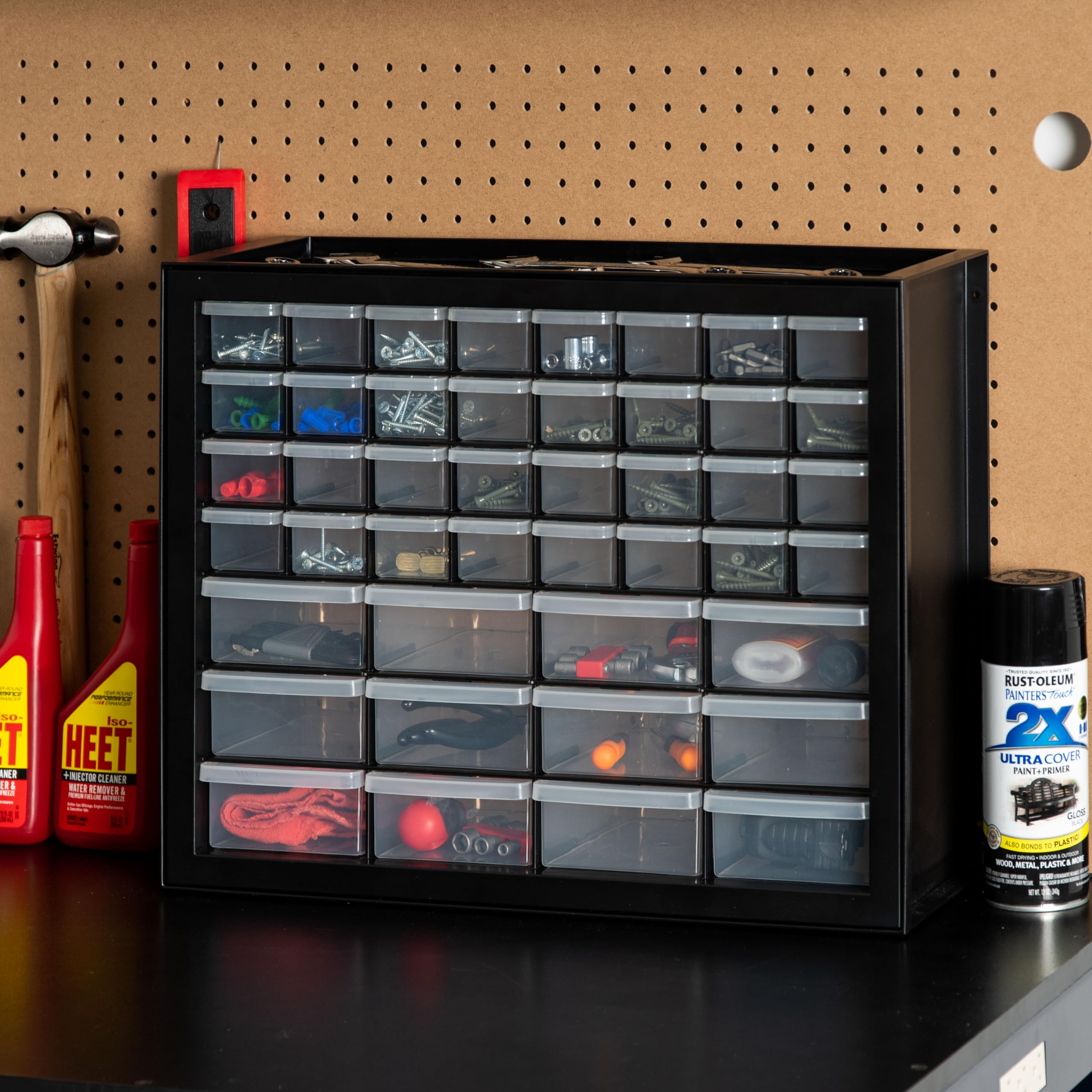 IRIS USA 44-Drawer Small Parts Organizer Cabinet - Screw, Nut & Bolt Storage for Hardware, Electronics & Crafts - Perfect for Garage, Workshop, Beading & Scrapbooking Organization (Black)