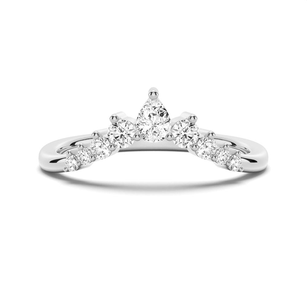 Exquisite Curved Pear & Round Moissanite Wedding Band - Elegant Anniversary Ring for Women - Perfect for Engagement, Proposal & Special Occasions