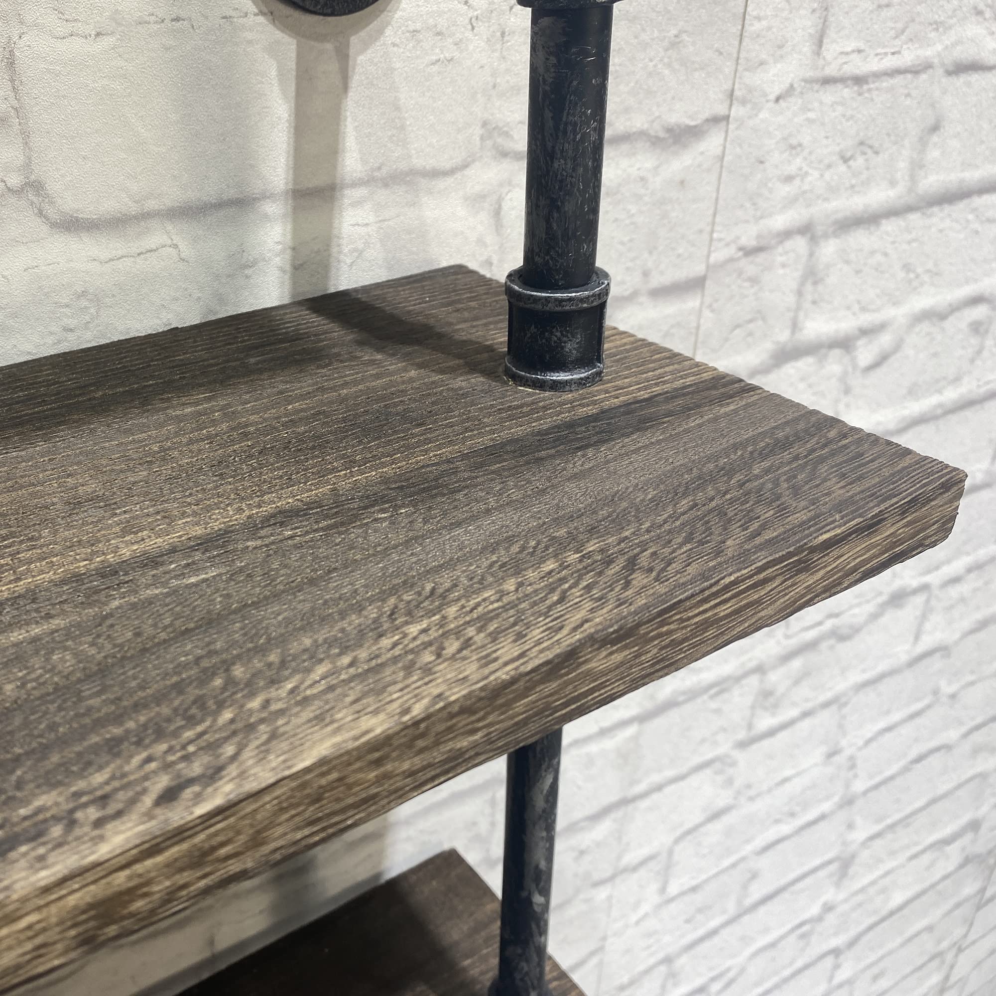 Industrial Pipe Shelf - Rustic Floating Shelves with Wood Plank, Farmhouse Kitchen Bar Shelving for Wall - 3-Tier 24 Inch Wooden Shelf for Bedroom, Living Room, Bathroom & Home Office - Perfect for Storage, Display and Organization
