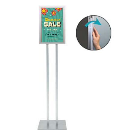 Double Pole Floor Stand 14x22 Sign Holder | 1 1/4