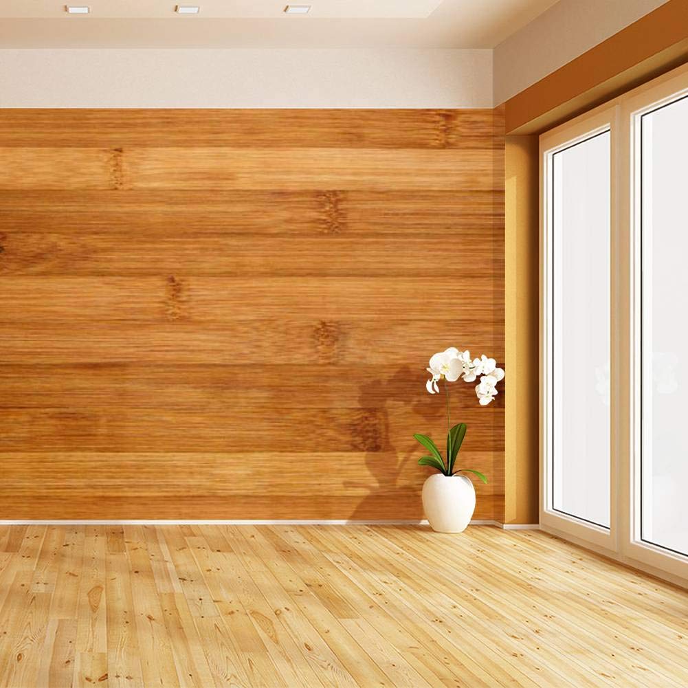 Brown Bamboo Wood Texture Peel and Stick Wallpaper - Self-Adhesive Vinyl Film Roll for Walls, Horizontal Plank Design, Top View Closeup - Perfect for Home Decor, Bedroom Accent Walls, Office Renovation & Shelf Lining