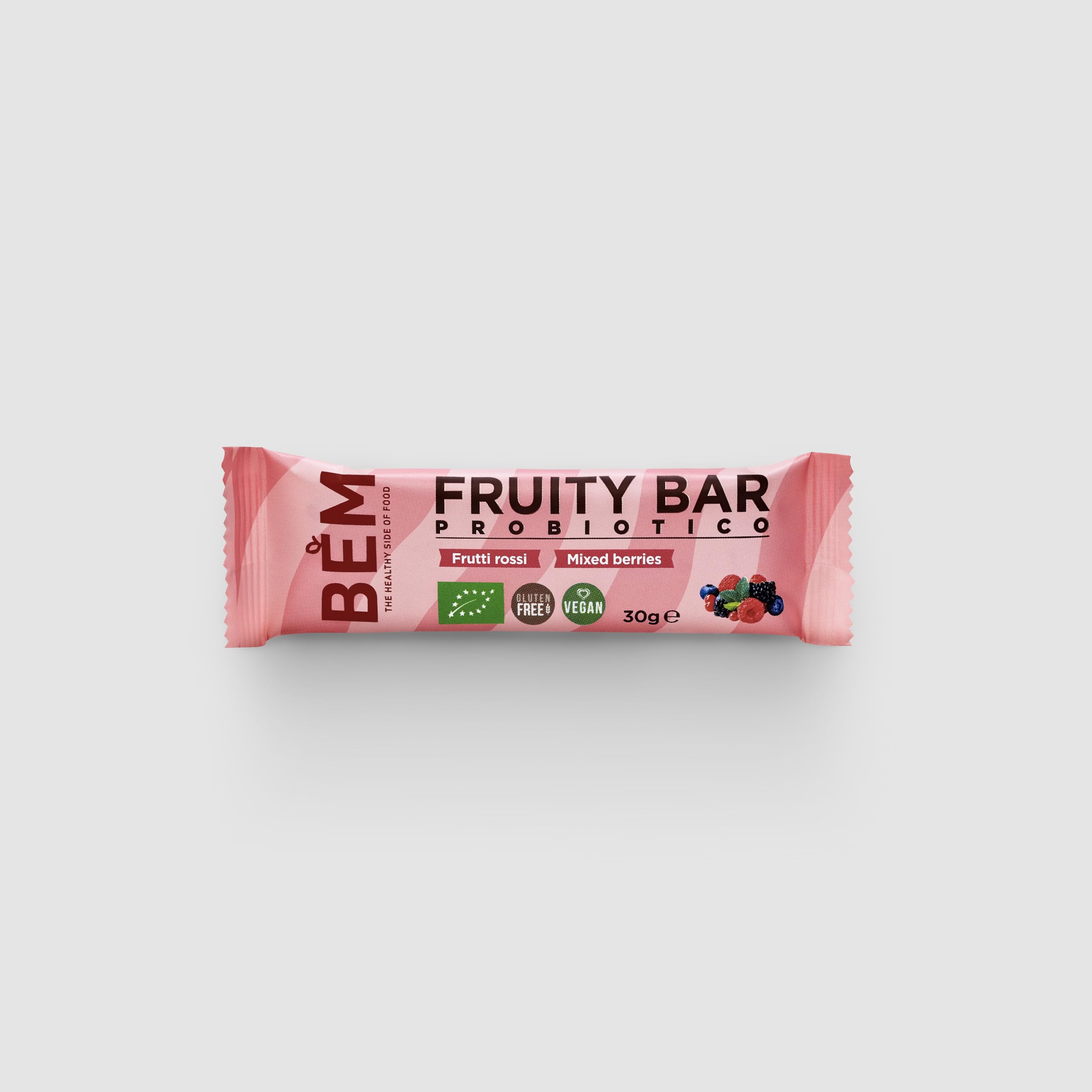 BEM Barretta Probiotica alla Frutta with Red Berries - Multipack 20 x 30g | Organic, Gluten Free & Vegan Probiotic Fruit Snack Bars - Perfect for On-the-Go Energy, Healthy Breakfast or Post-Workout Recovery