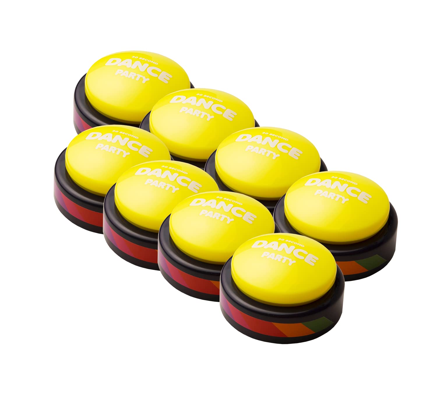 Pack of 8 Musical Dance Party Buttons - Fun Gag Gifts & Office Toys for Birthday Parties, Celebrations & Prank Gifts - Novelty Sound Buttons for Events, Work Desks & Surprise Gifts