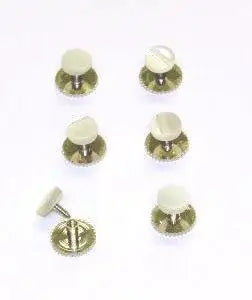 LA Smith Chrome Pearl Dress Shirt Studs - Elegant Cufflinks for Men's Formal Wear - Perfect for Weddings, Business Meetings & Special Occasions