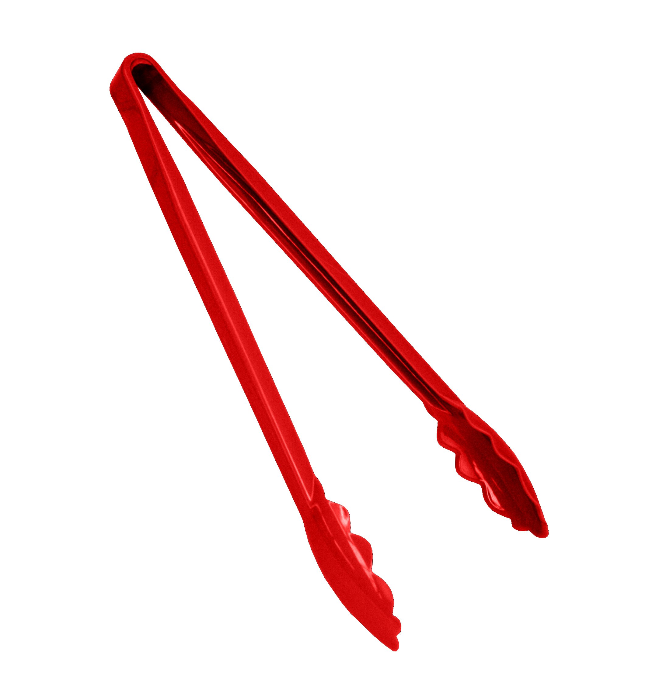 Excellente Scallop Grip Kitchen Tongs 12 Inch - Heat Resistant Polycarbonate Cooking Tongs for Grilling, BBQ, Serving Salad - Red Non-Slip Kitchen Utensils (Perfect for Restaurants & Home Cooking)